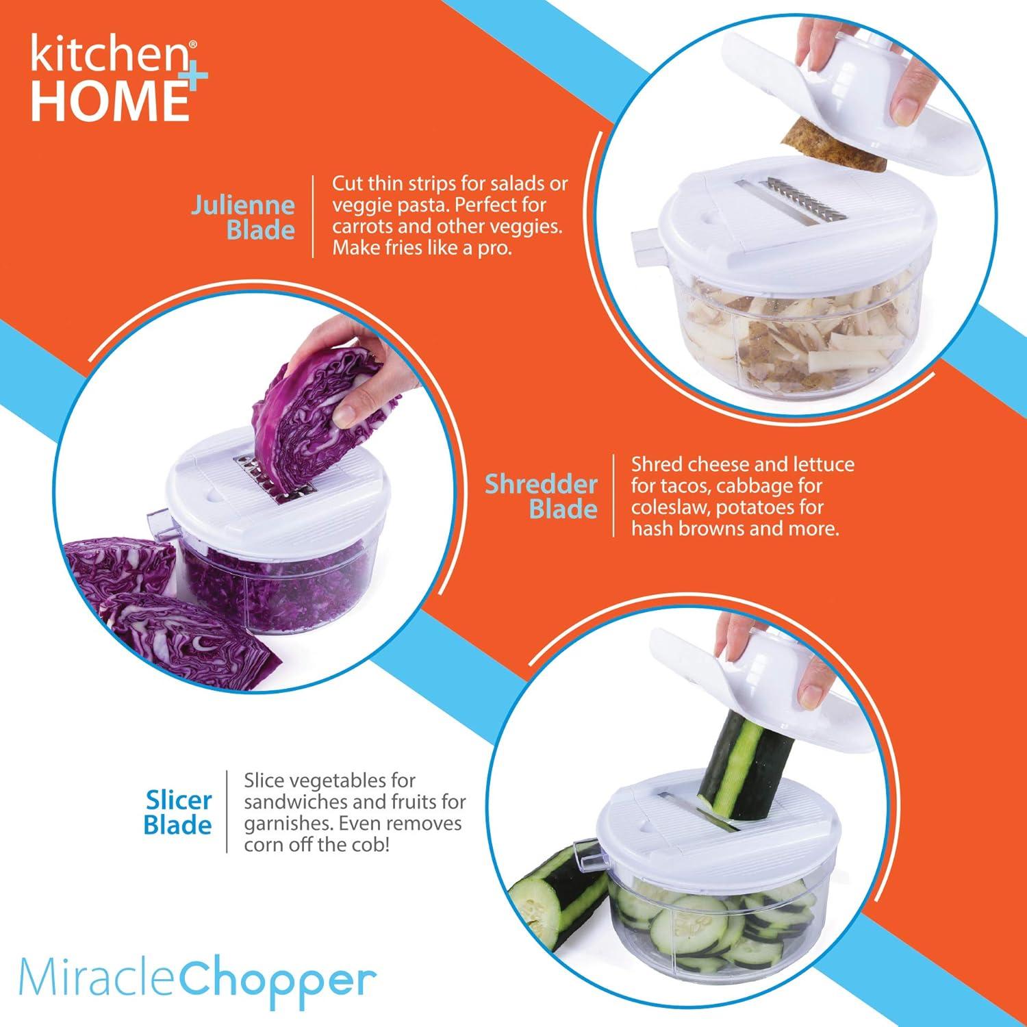 Miracle Chopper - 5 in 1 Manual Food Processor, Salsa Maker, Blender, Slicer, Shredder and Julienne