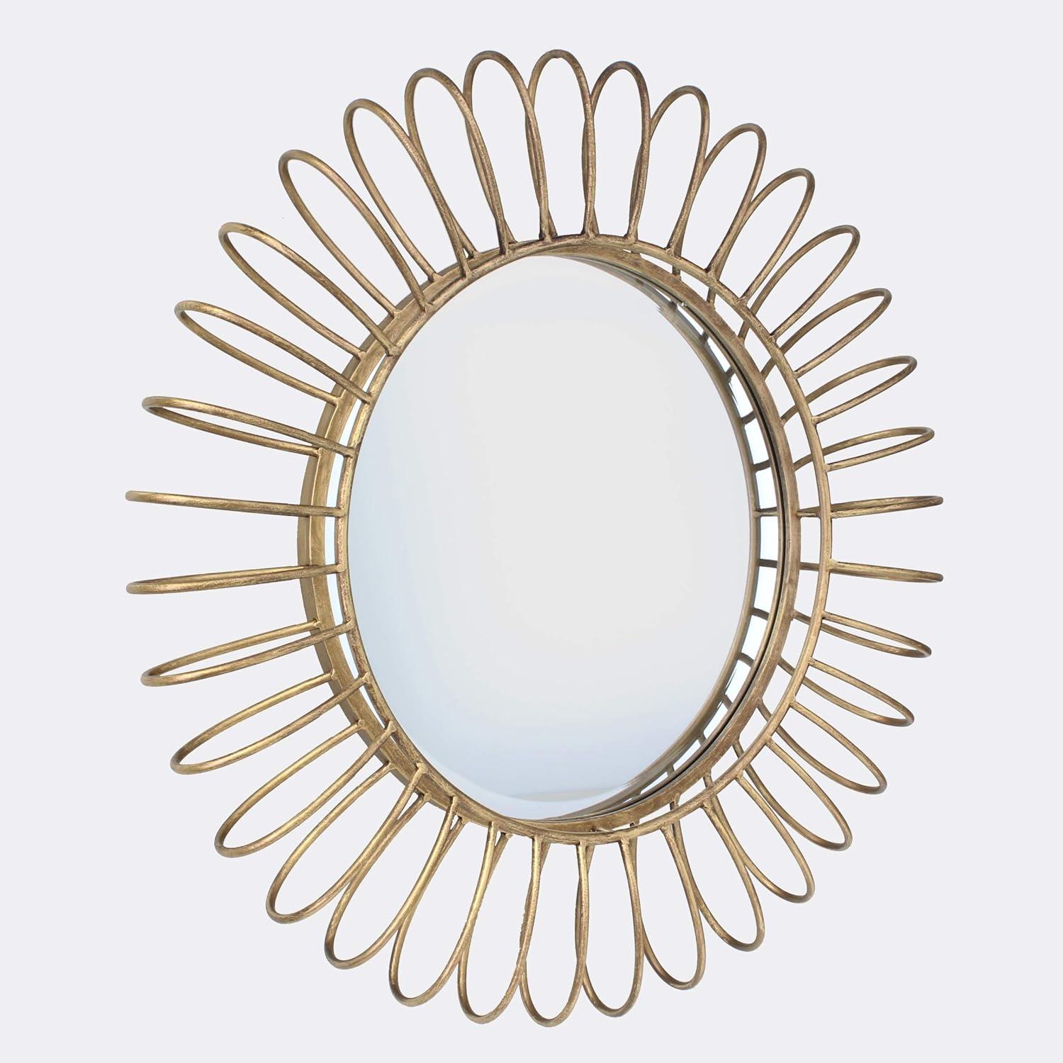 24" Metal Sunburst Round Hanging Wall Mirror Gold - Stonebriar Collection