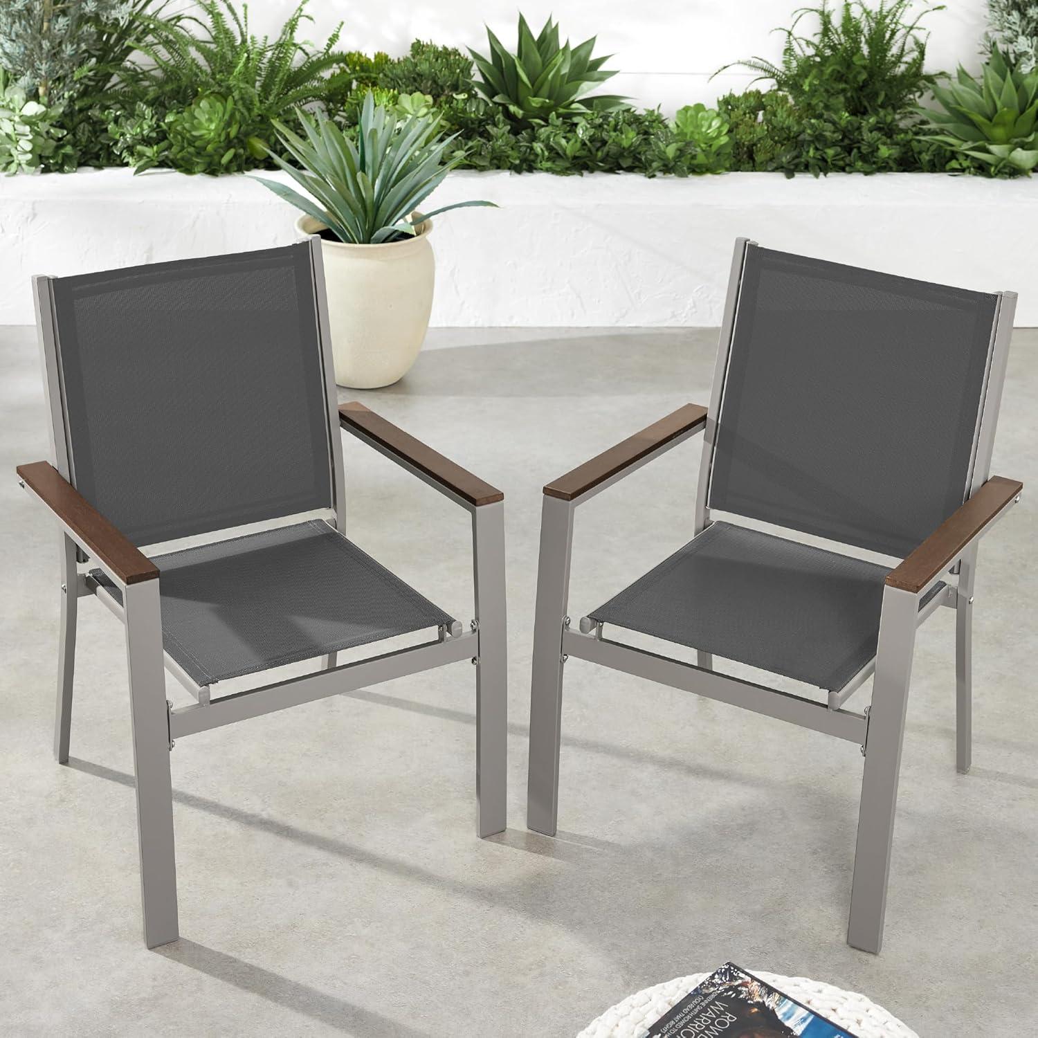 Best Choice Products Set of 2 Textilene Chairs, Conversation Dining Accent Furniture w/ Armrests