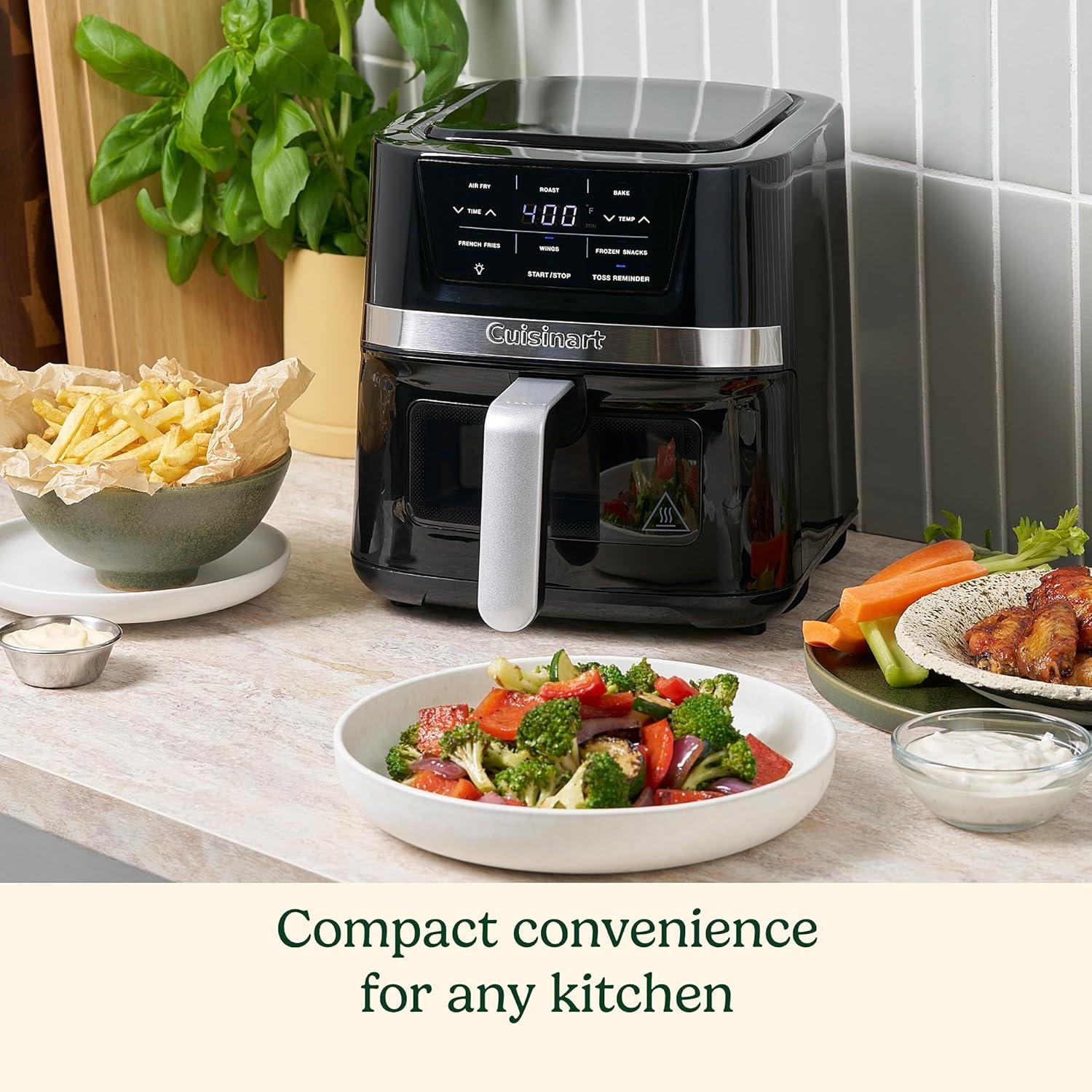 Cuisinart 2.6qt Basket Air Fryer Black/Stainless Steel Finish AIR-80: 1100W, Cool Touch Handle, Dishwasher-Safe Parts