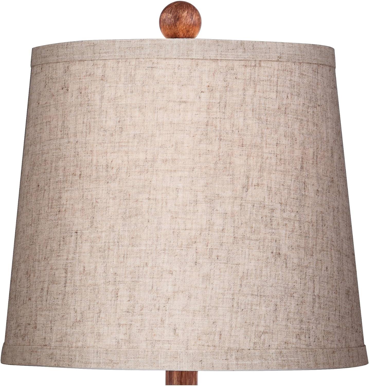 360 Lighting Fraiser Modern Accent Table Lamp 23 1/2" High Brown Faux Wood Oatmeal Drum Shade for Bedroom Living Room Bedside Nightstand Office Kids