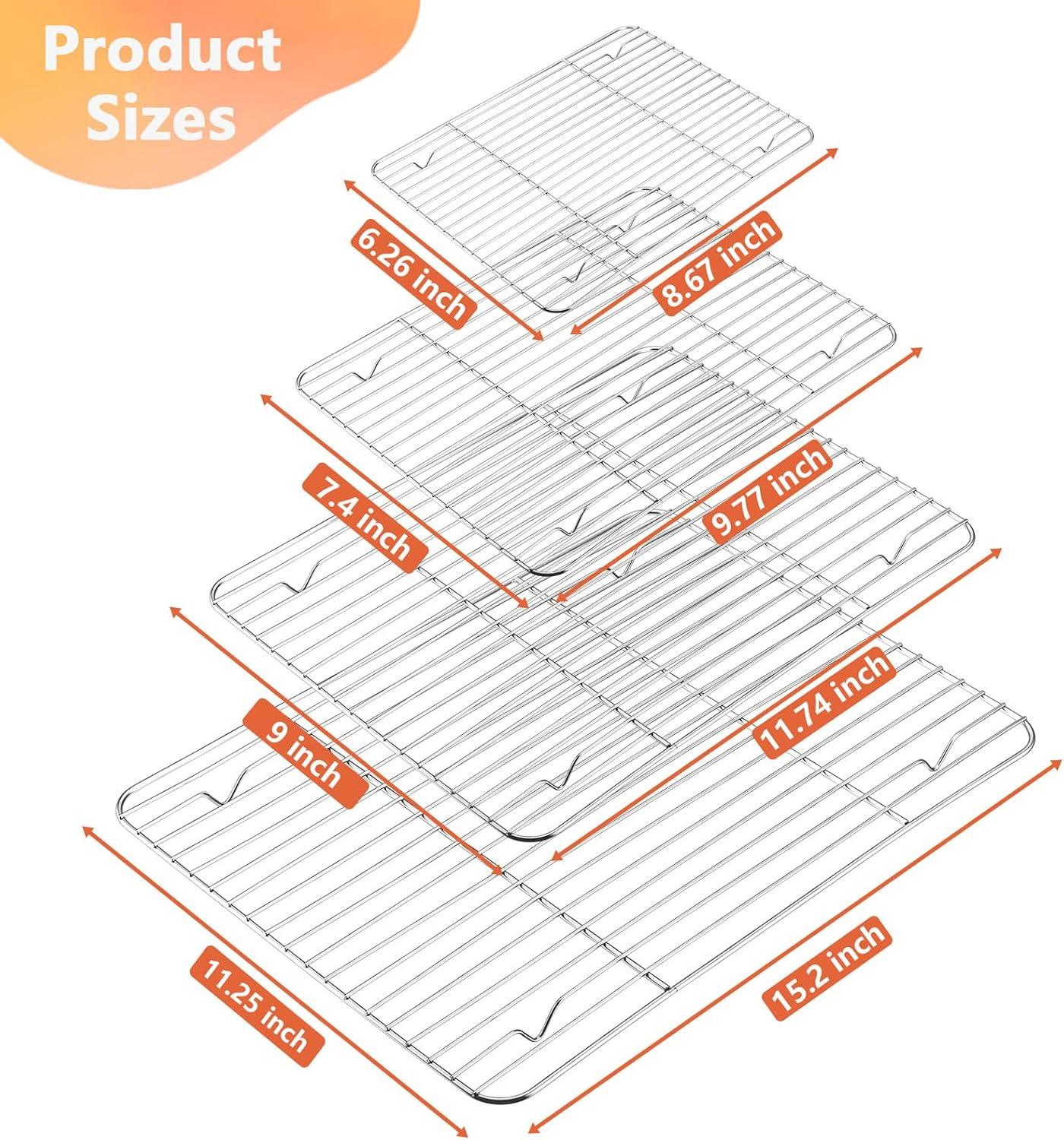 Stainless Steel 4-Piece Cooling Rack Set for Baking and Roasting