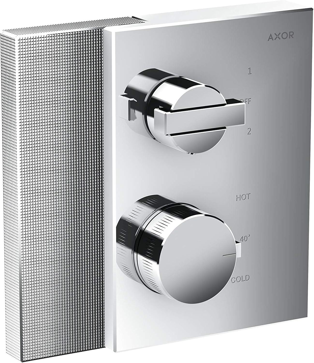 Chrome Diamond Cut Thermostatic Shower Trim with Knobs