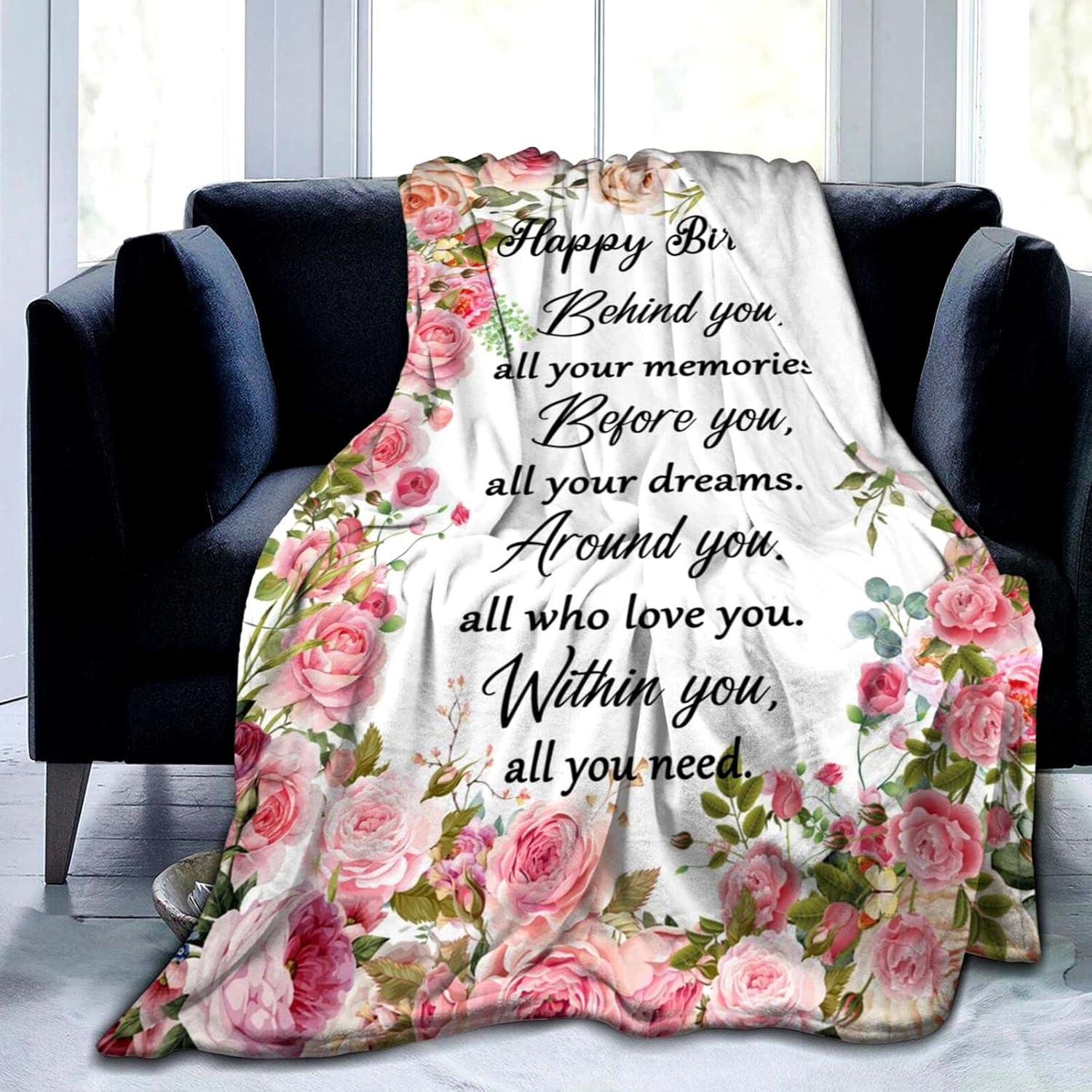 DALIHUA Birthday Gifts for Women Blanket Happy Birthday Decorations Throw Blanket Best Birthday Gift Ideas for Women Men 60x80inches