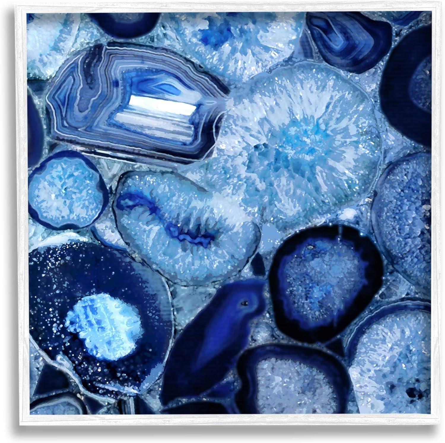 Stupell Agate In Blue Natural Geodes Abstract Painting White Framed Art Print Wall Art
