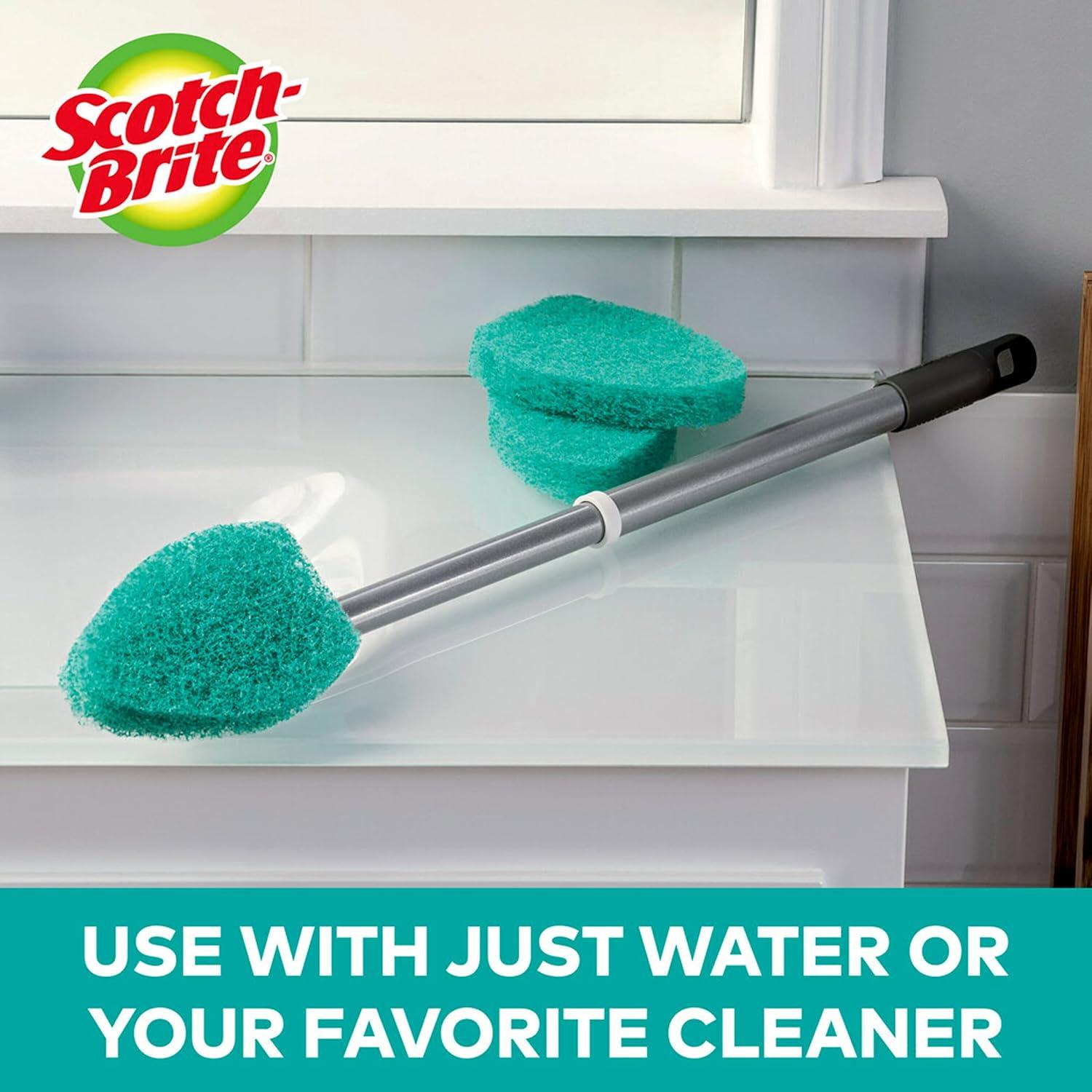 Scotch-Brite Extendable Tub & Tile Scrubber Kit, 1 Handle and 3 Non-Scratch Scrubber Pads