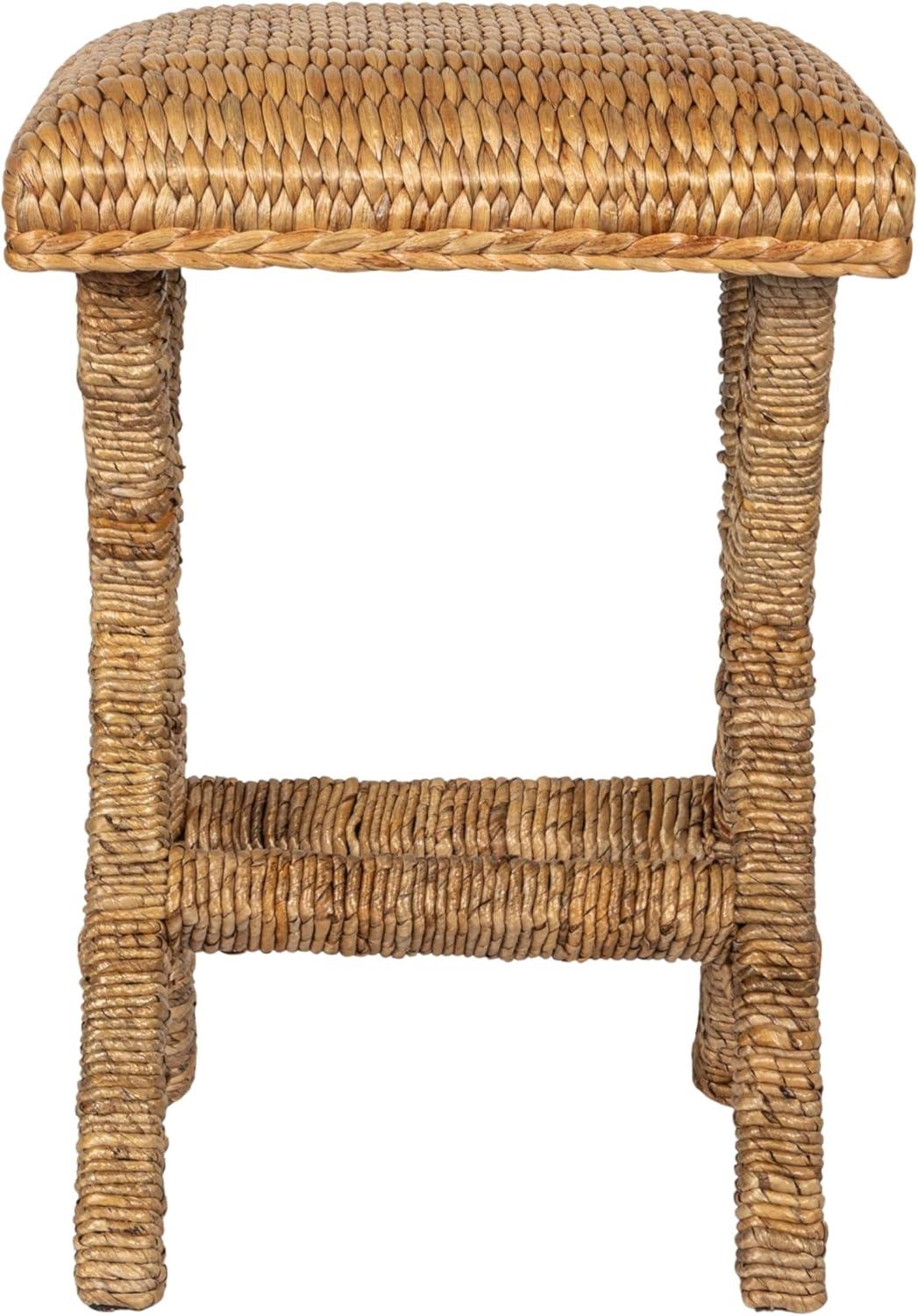 Natural Woven Water Hyacinth Backless Bar Stool