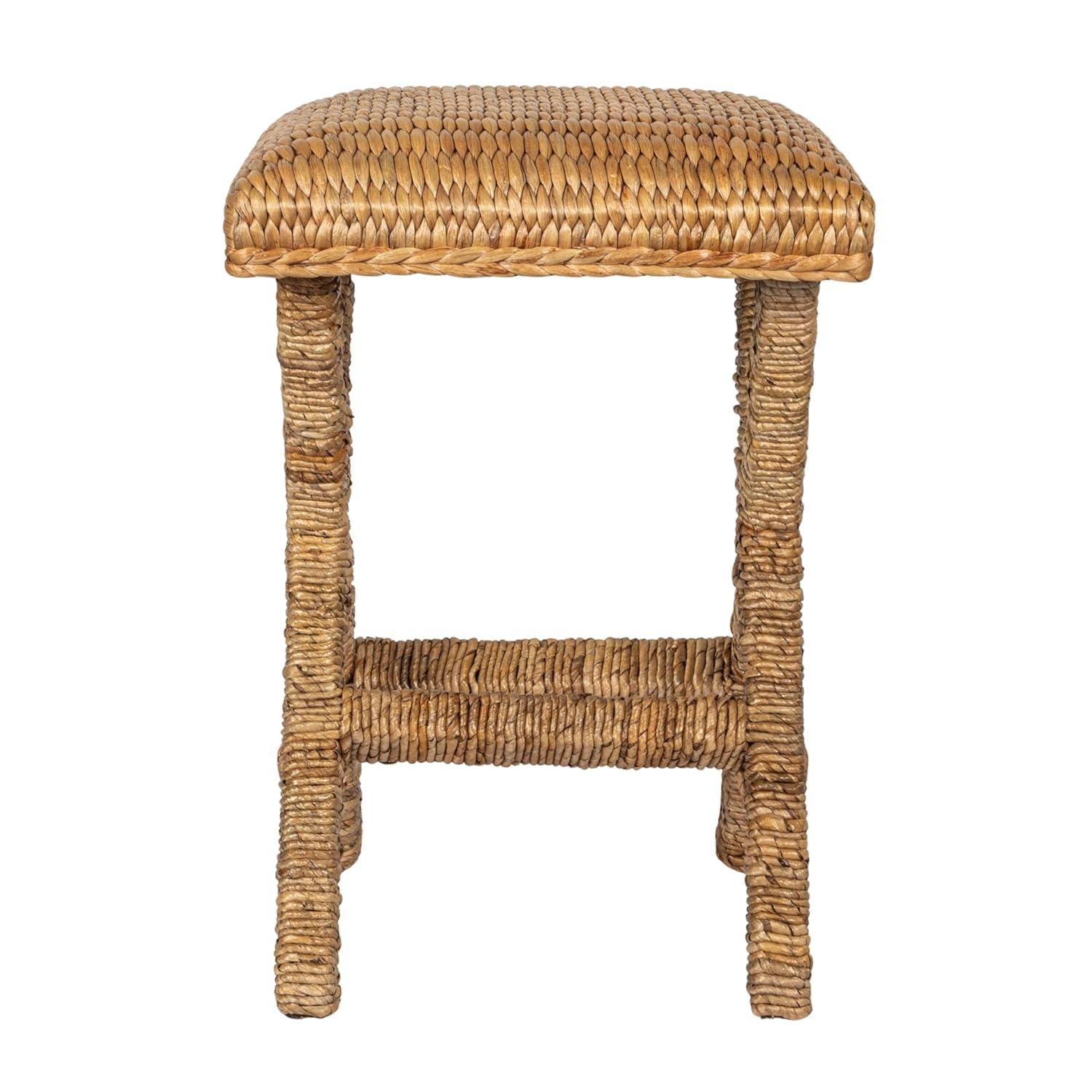 Natural Woven Water Hyacinth Backless Bar Stool