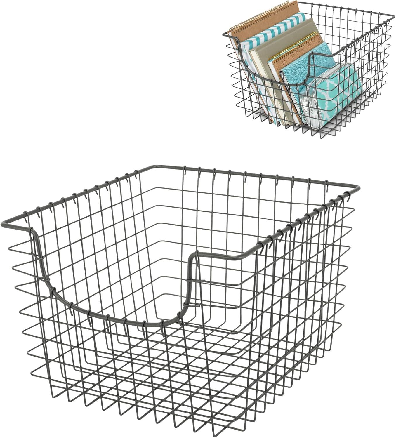 Spectrum Diversified Scoop Medium Basket Dark Silver: Portable Metal Utility Storage, Universal Organization, 23" Width