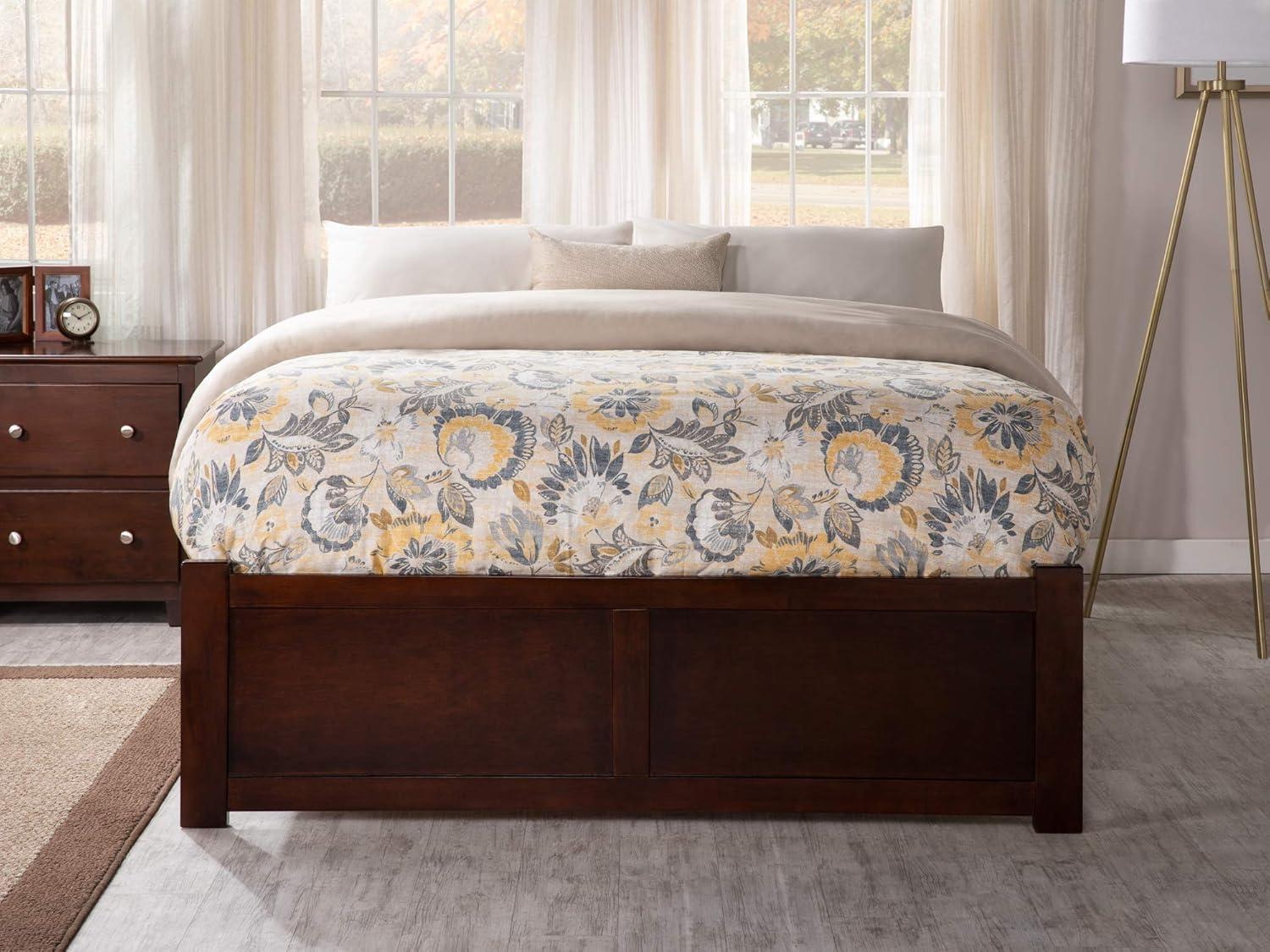 Concord Queen Bed with Footboard and Twin Extra Long Trundle in Walnut