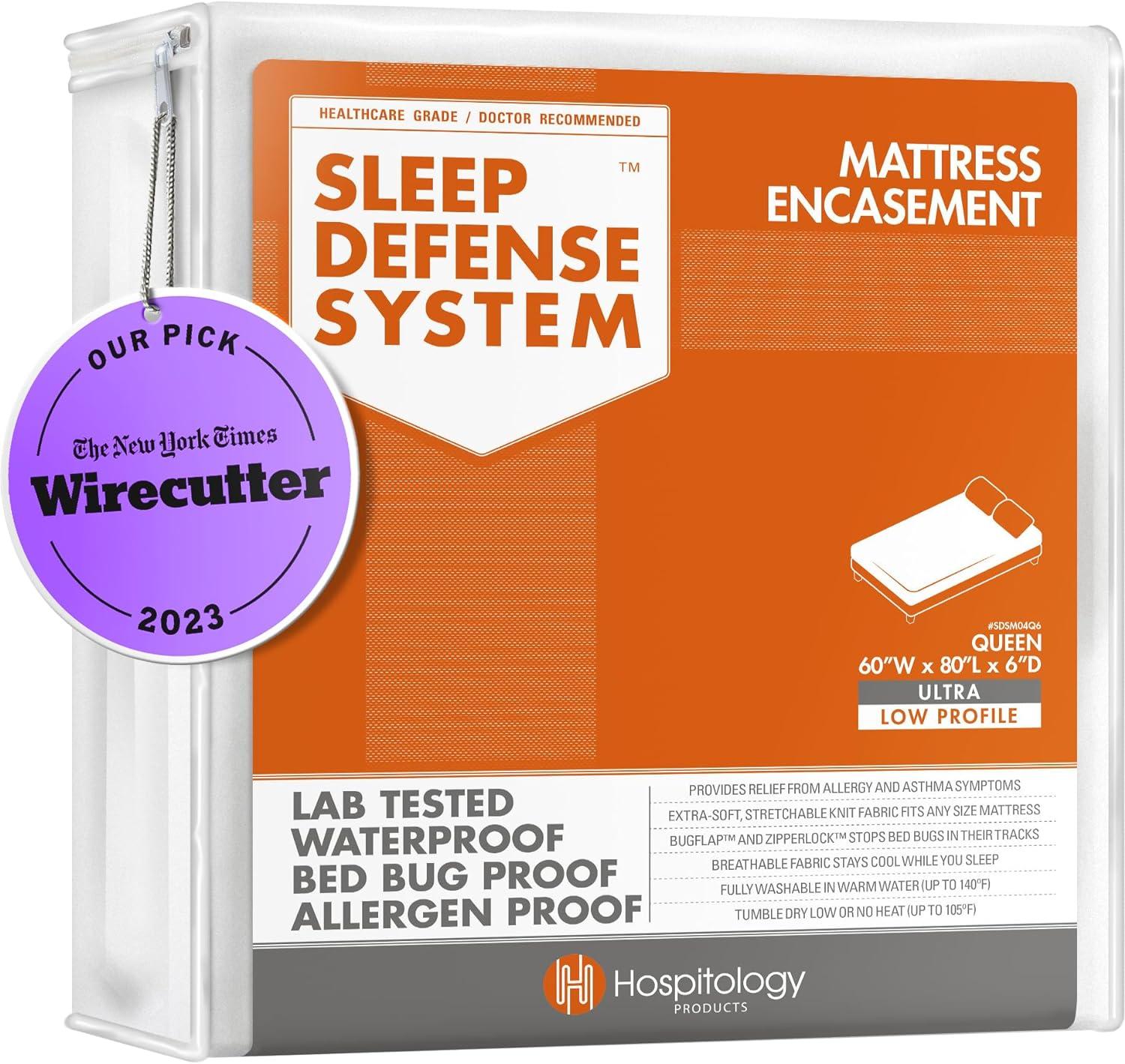 The Original Sleep Defense System Zippered Waterproof Bedbug Proof Dust Mite Proof Mattress Encasement