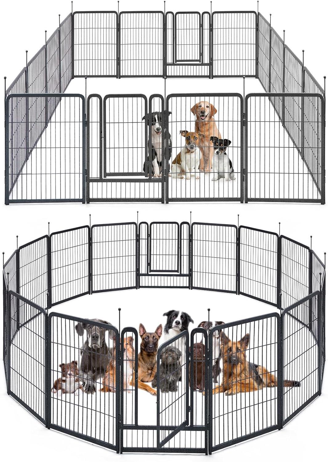 Monasem Dog Playpen Outdoor, 16 Panels 40" Height Dog Fence(Black)