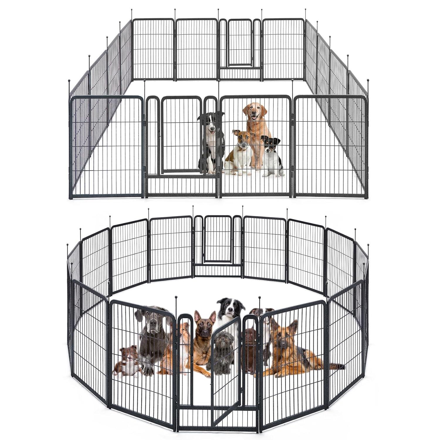 Monasem Dog Playpen Outdoor, 16 Panels 40" Height Dog Fence(Black)