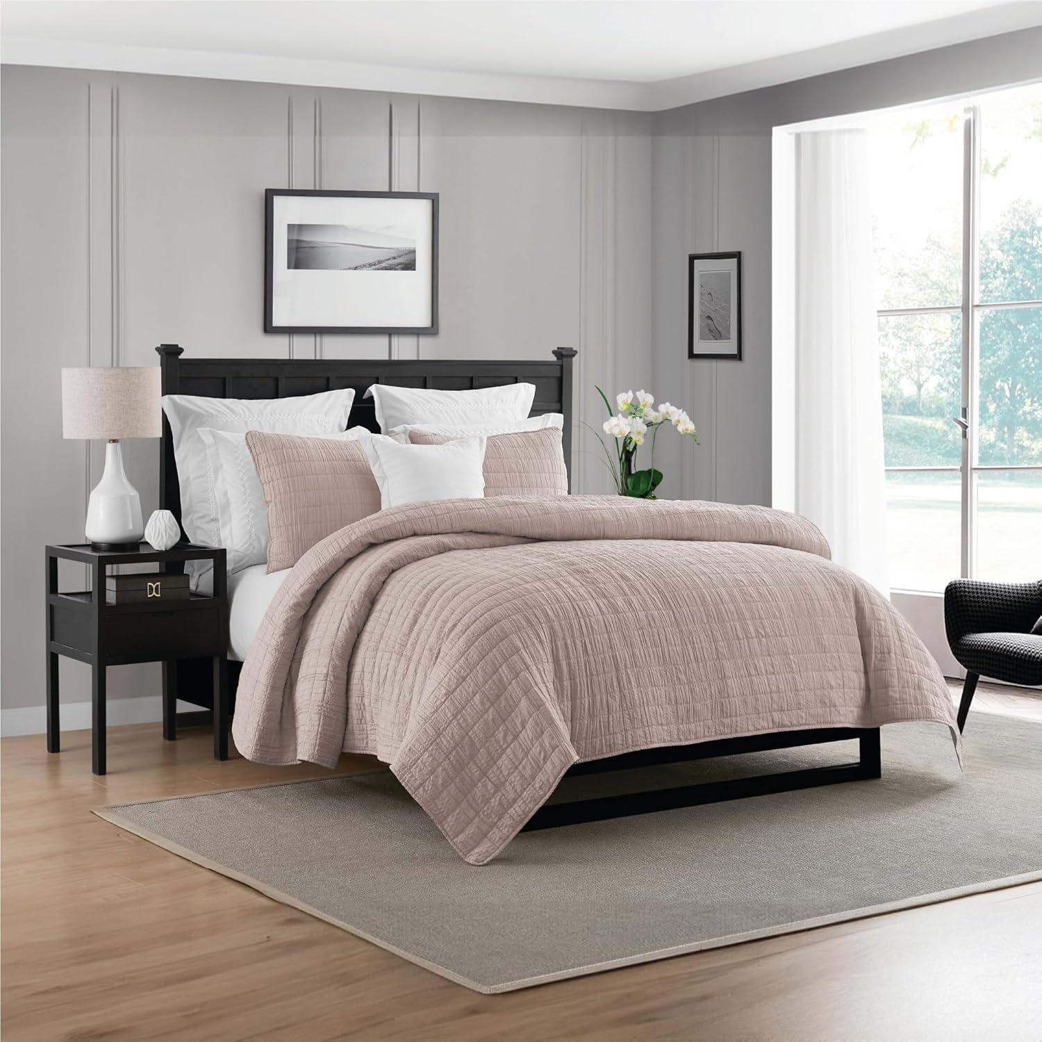 Swift Home Ultra Soft Crinkle Washed Microfiber 3-Piece Quilt Set
