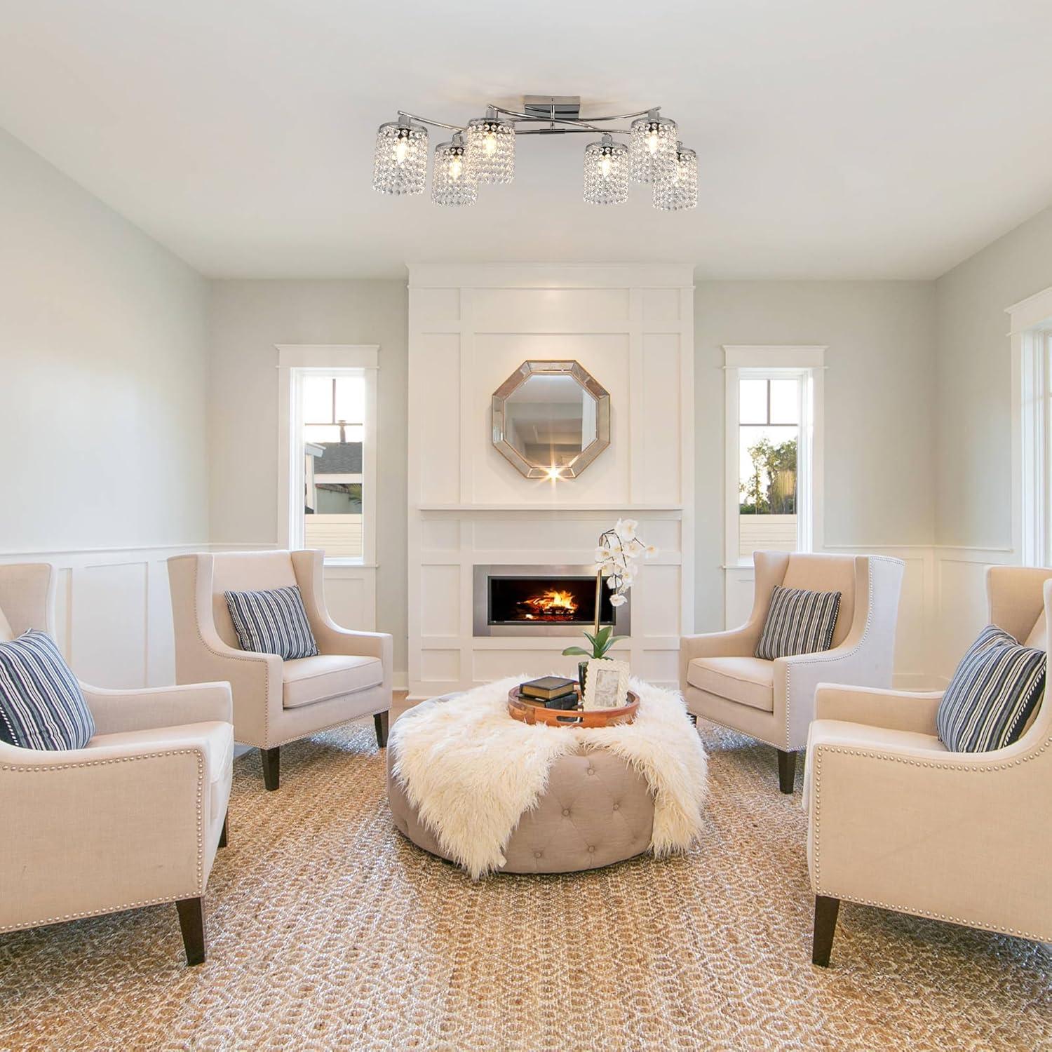 Mercer41 6 - Light 35.03" Dimmable Crystal Flush Mount