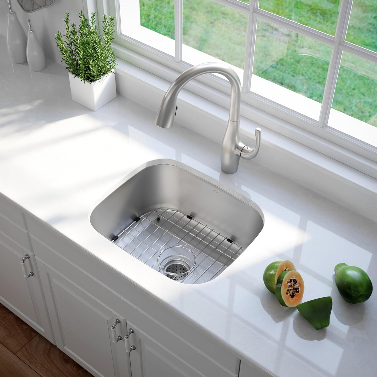 KRAUS Premier Undermount Single Bowl 18-Gauge Stainless Steel Kitchen Sink