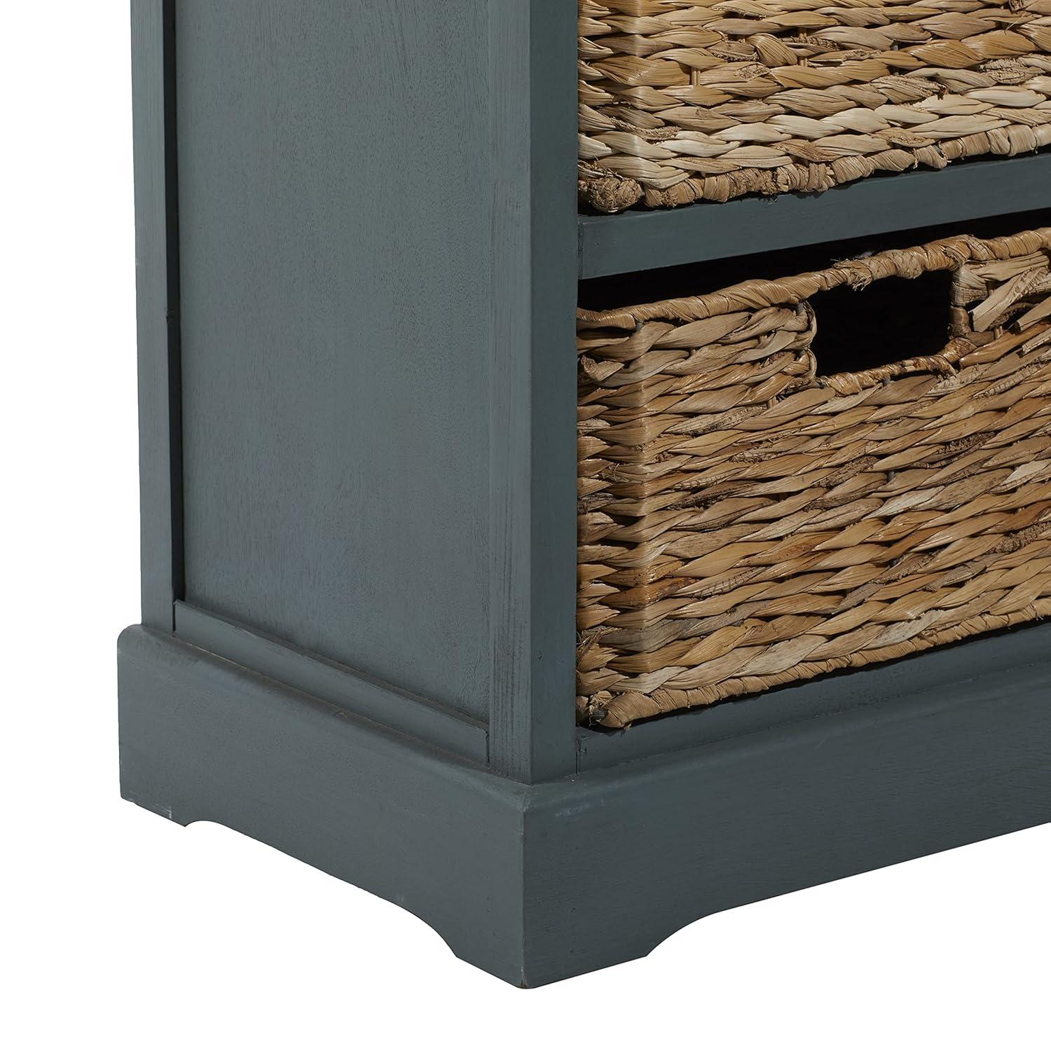 Wooden Side Chest with Wicker Drawers Brown - Olivia & May