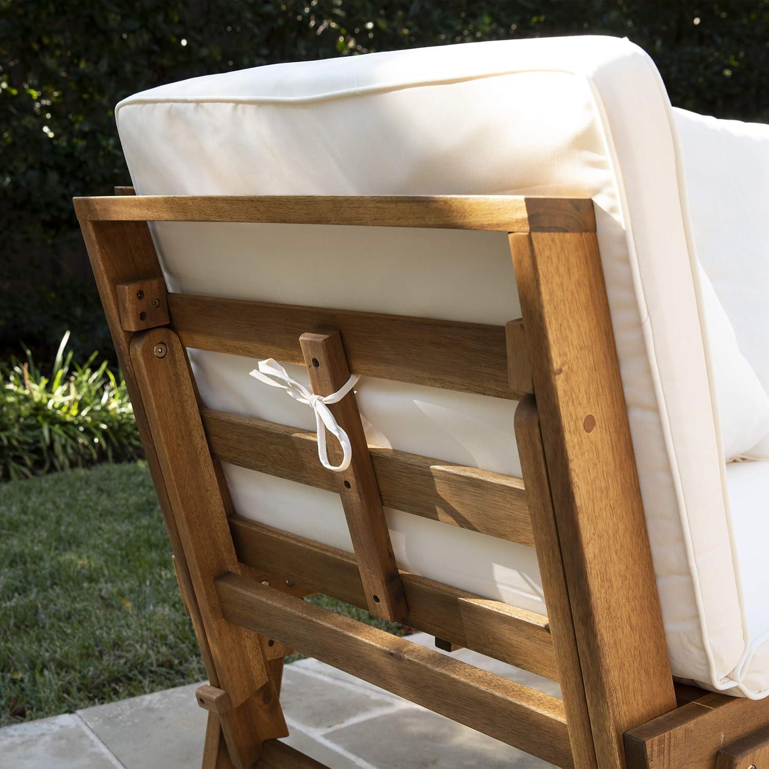 Holly & Martin Dolavon Outdoor Convertible Lounge Chair - Natural with Cream Cushions - SEI
