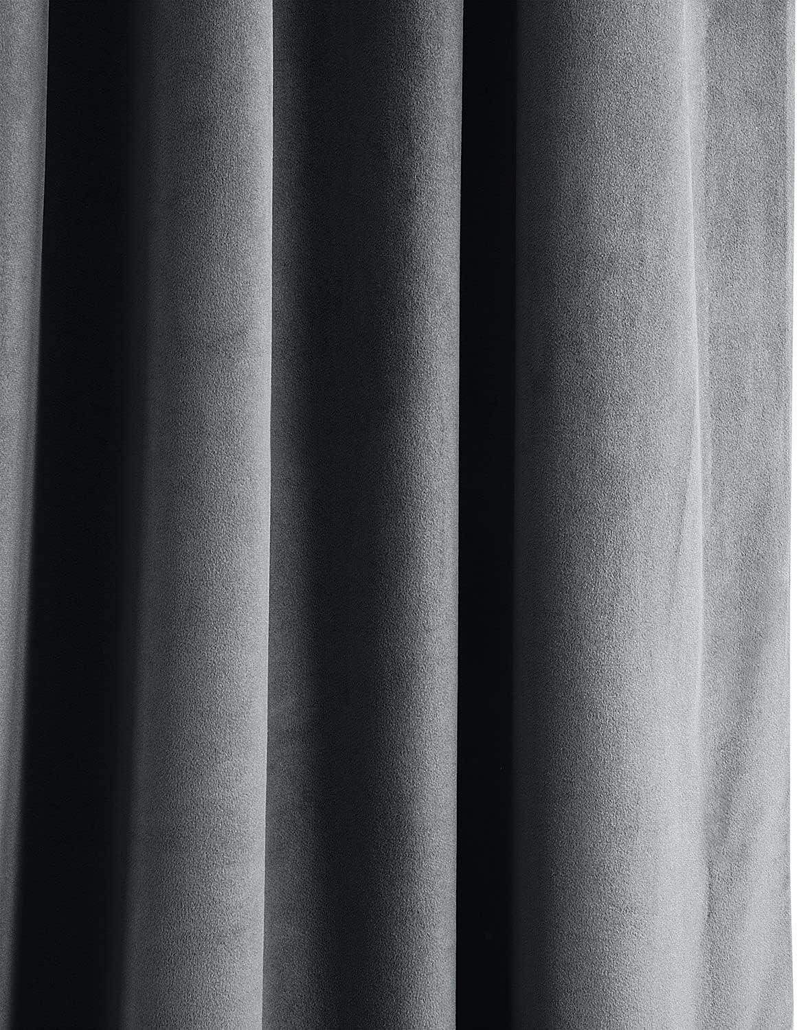 Gray Velvet Blackout Thermal Curtain Panel 96 Inch