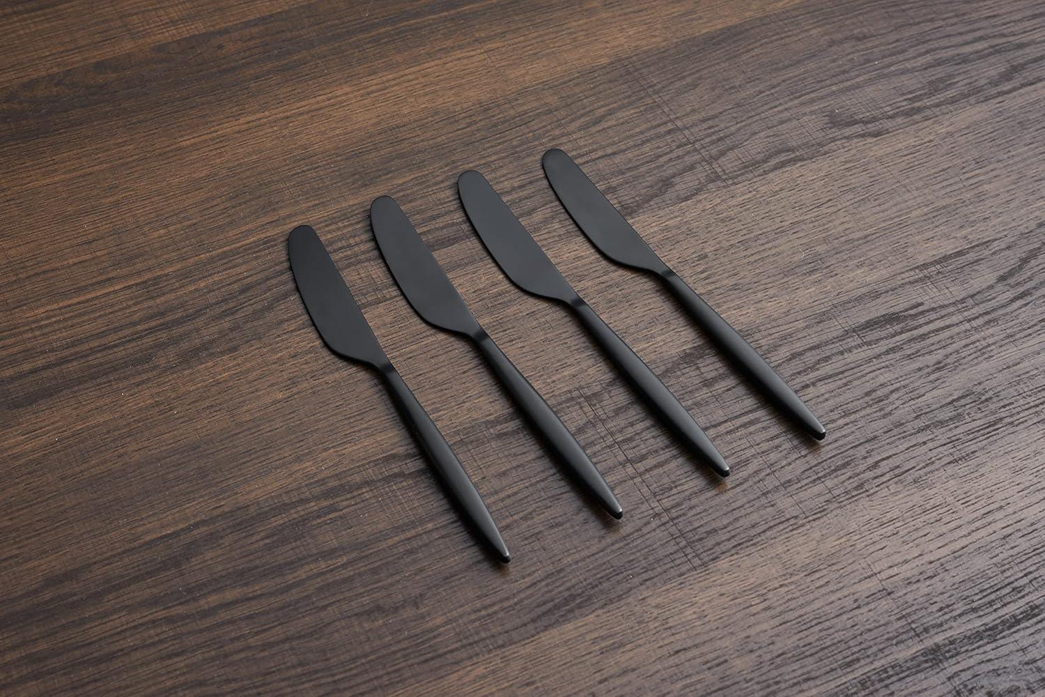 Black Stainless Steel Modern Spreader Knife Set of 4