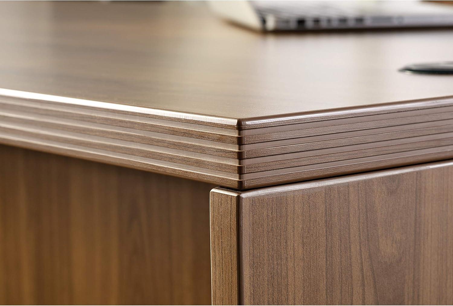 Contemporary Walnut Laminate 62'' Office Credenza with Filing Cabinet