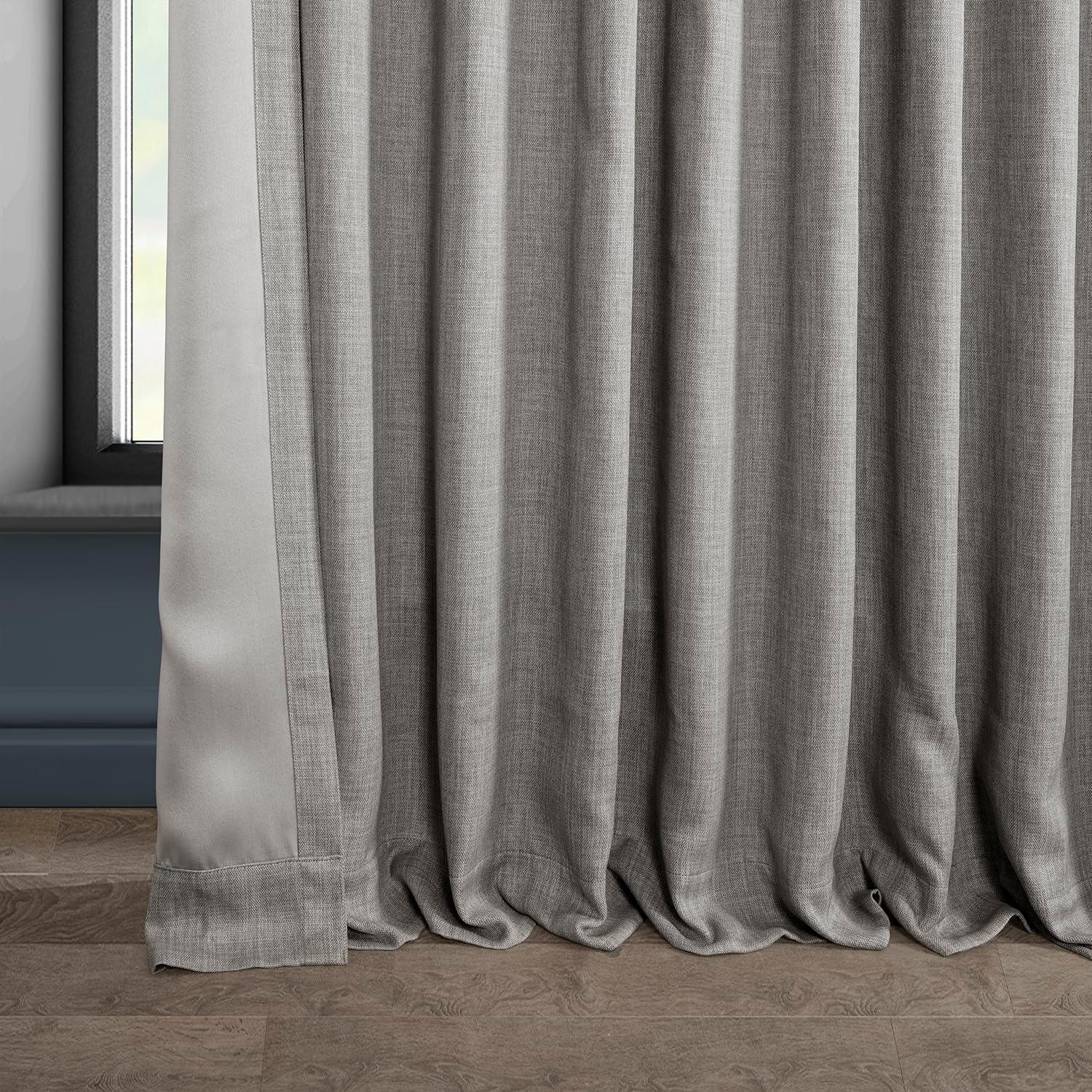 Clay Extra Wide Blackout Faux Linen Window Curtain