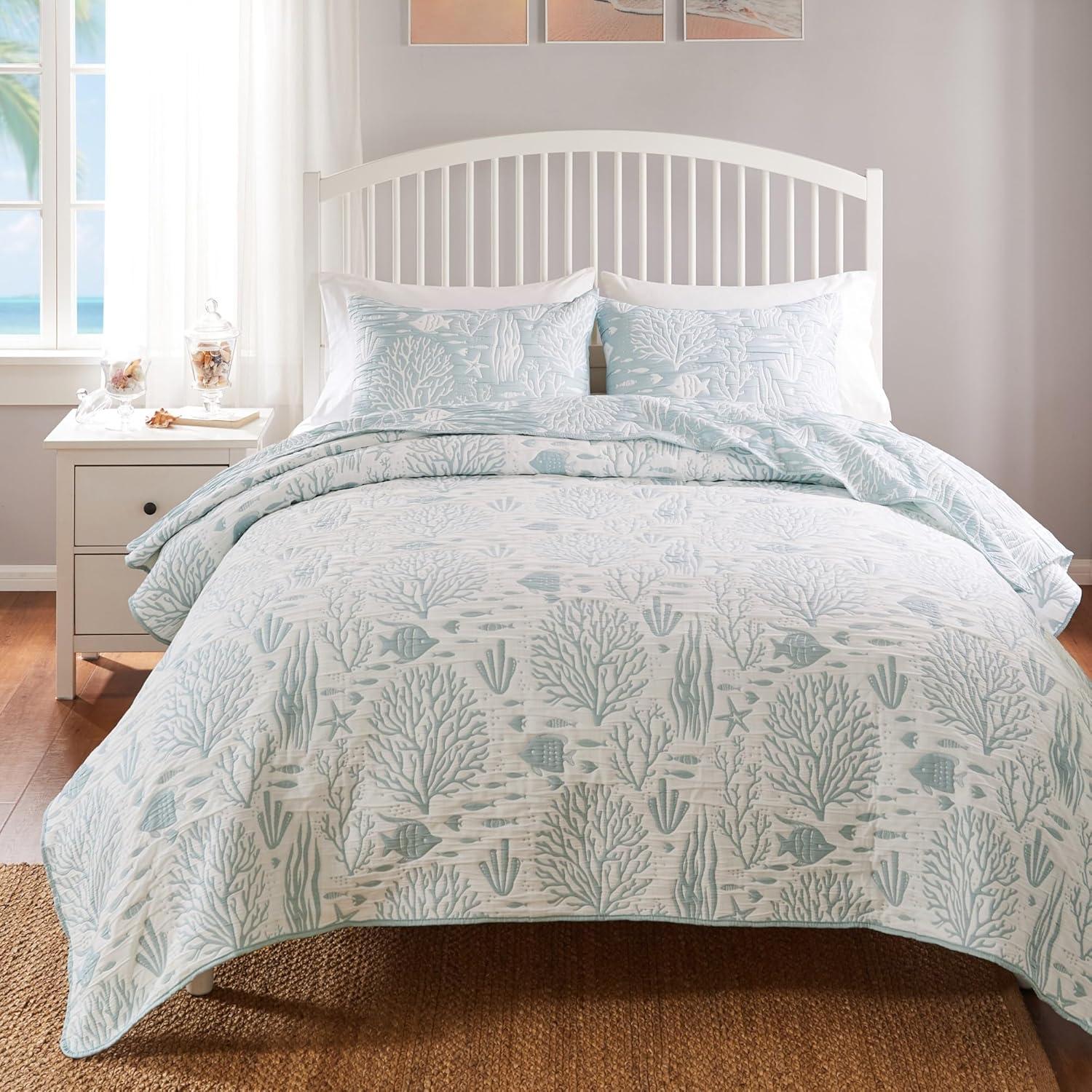 Greenland Home Fashions Coastal Paradise Jacquard Coverlet Set