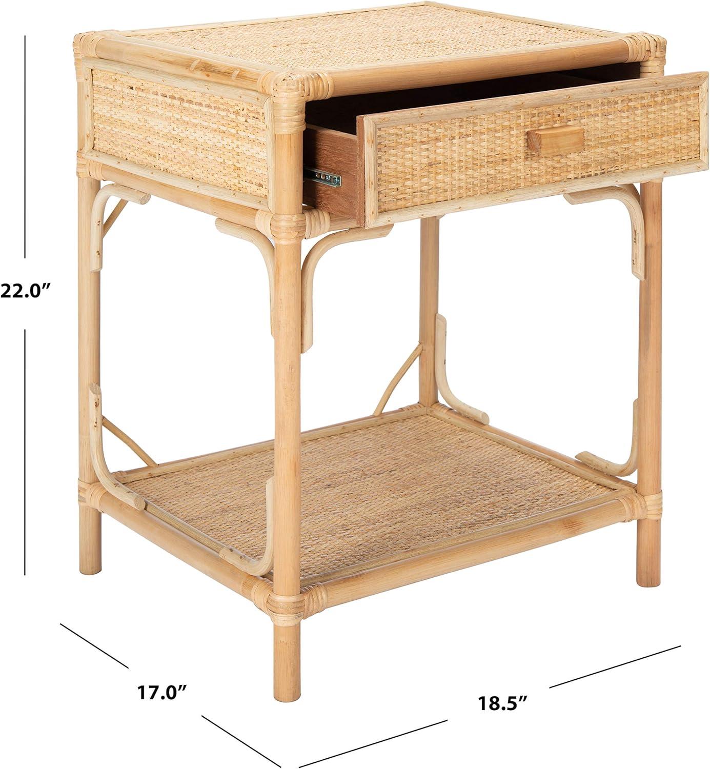 Roya 1 Drawer 1 Shelf Nightstand - Natural - Safavieh.