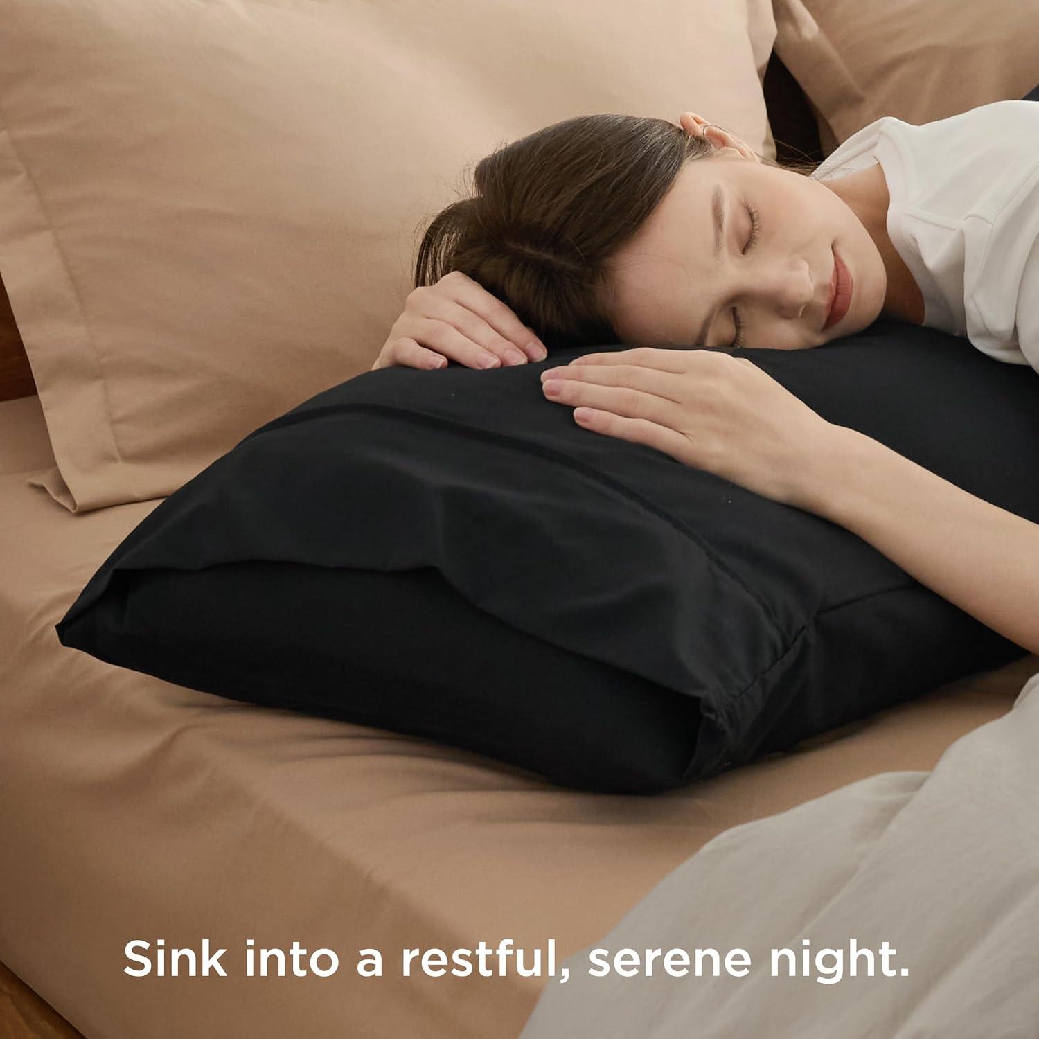 Nestl Pillow Sham Set of 2, Premium 1800 Series Double Brushed Bed Pillow Cases, Black, King 20" X 36"