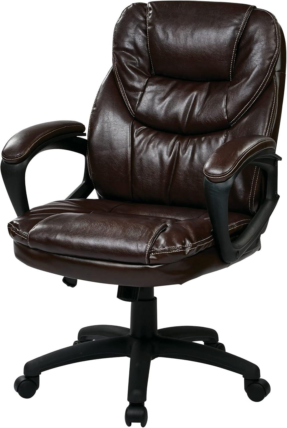 Executive High-Back Swivel Black Leather Office Chair with Lumbar Support