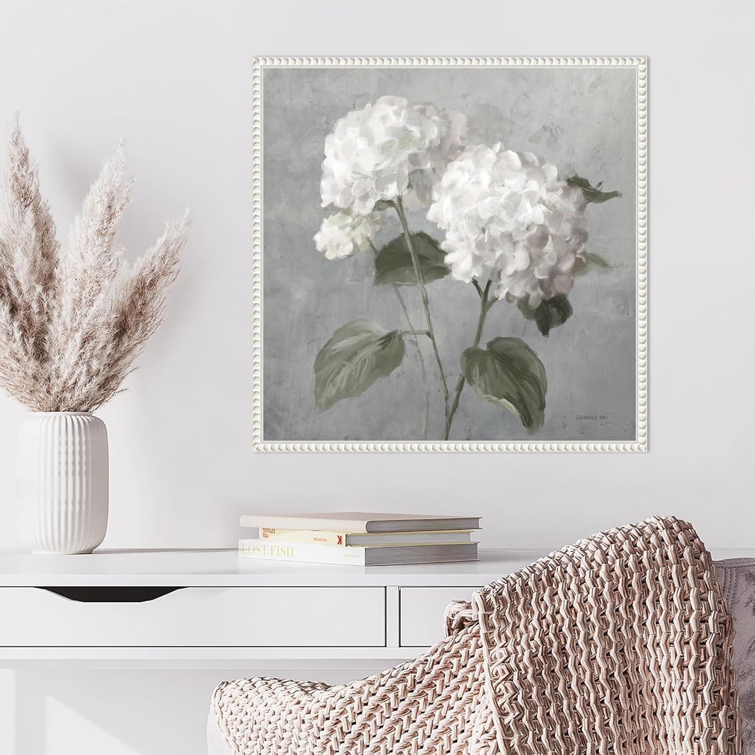 Amanti Art White Hydrangeas by Danhui Nai Framed Canvas Wall Art