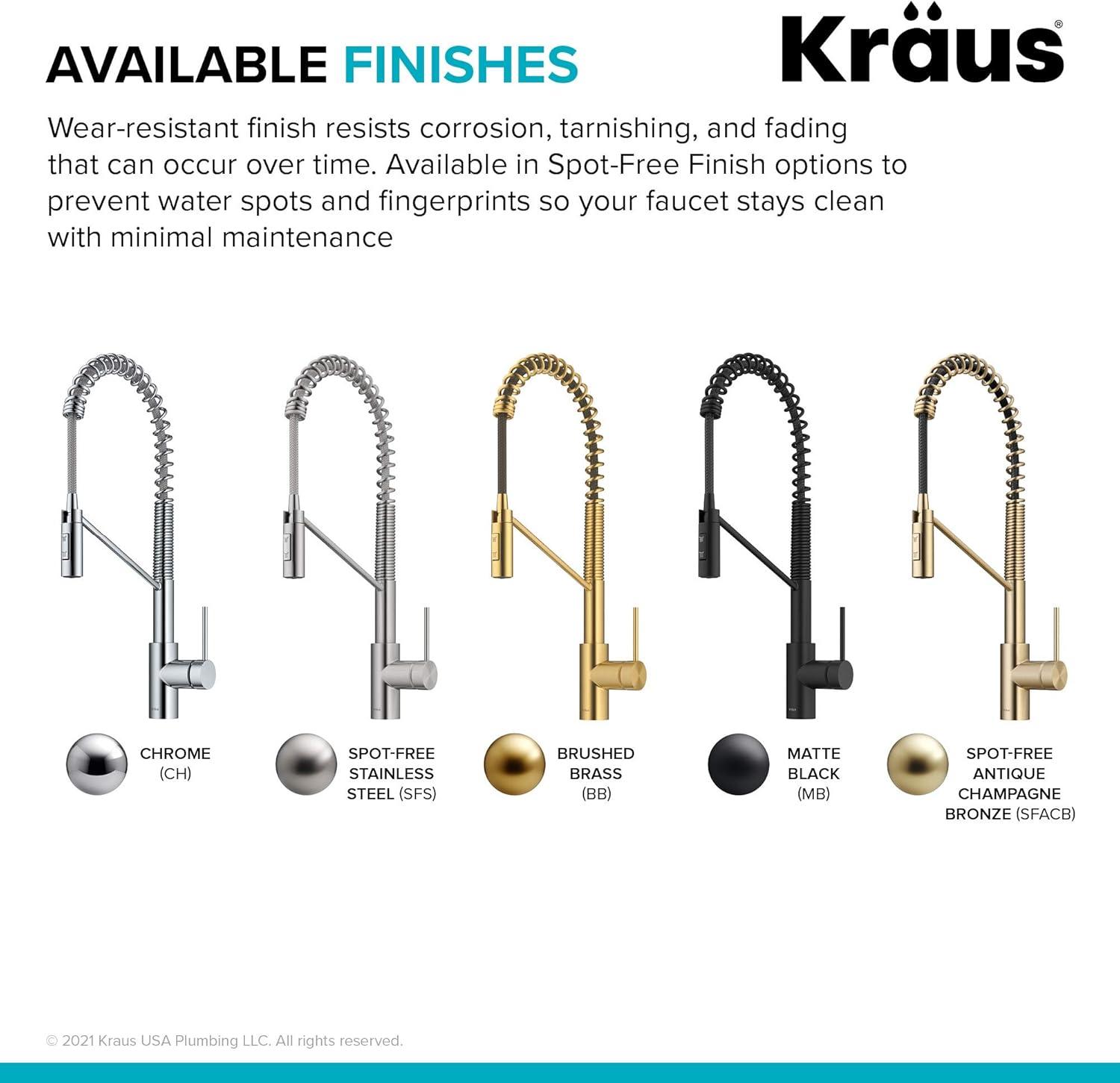 KRAUS Oletto Commercial Style Single Handle Pull Down Kitchen Faucet with QuickDock Top Mount Installation Assembly