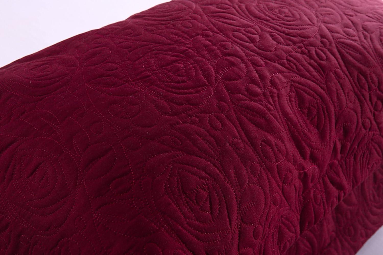 Dark Burgundy Embroidered Cotton Polyester Standard Pillow Shams