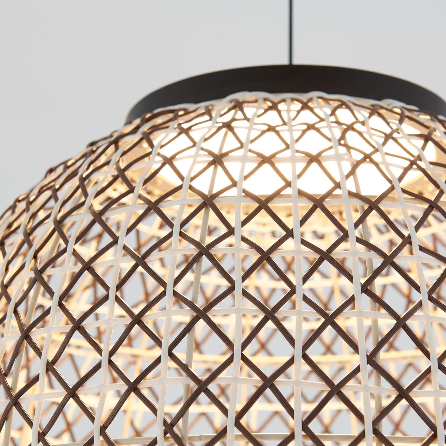 Artika Benson LED Integrated Exotic Pendant Light, Black and Rattan