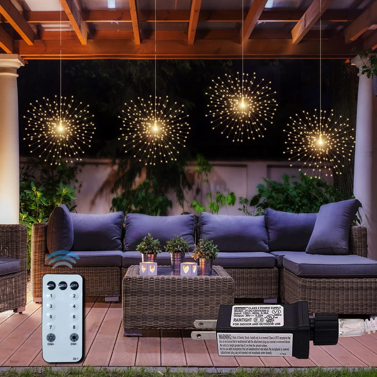 Warm White Solar Powered Copper Firework Fairy Lights