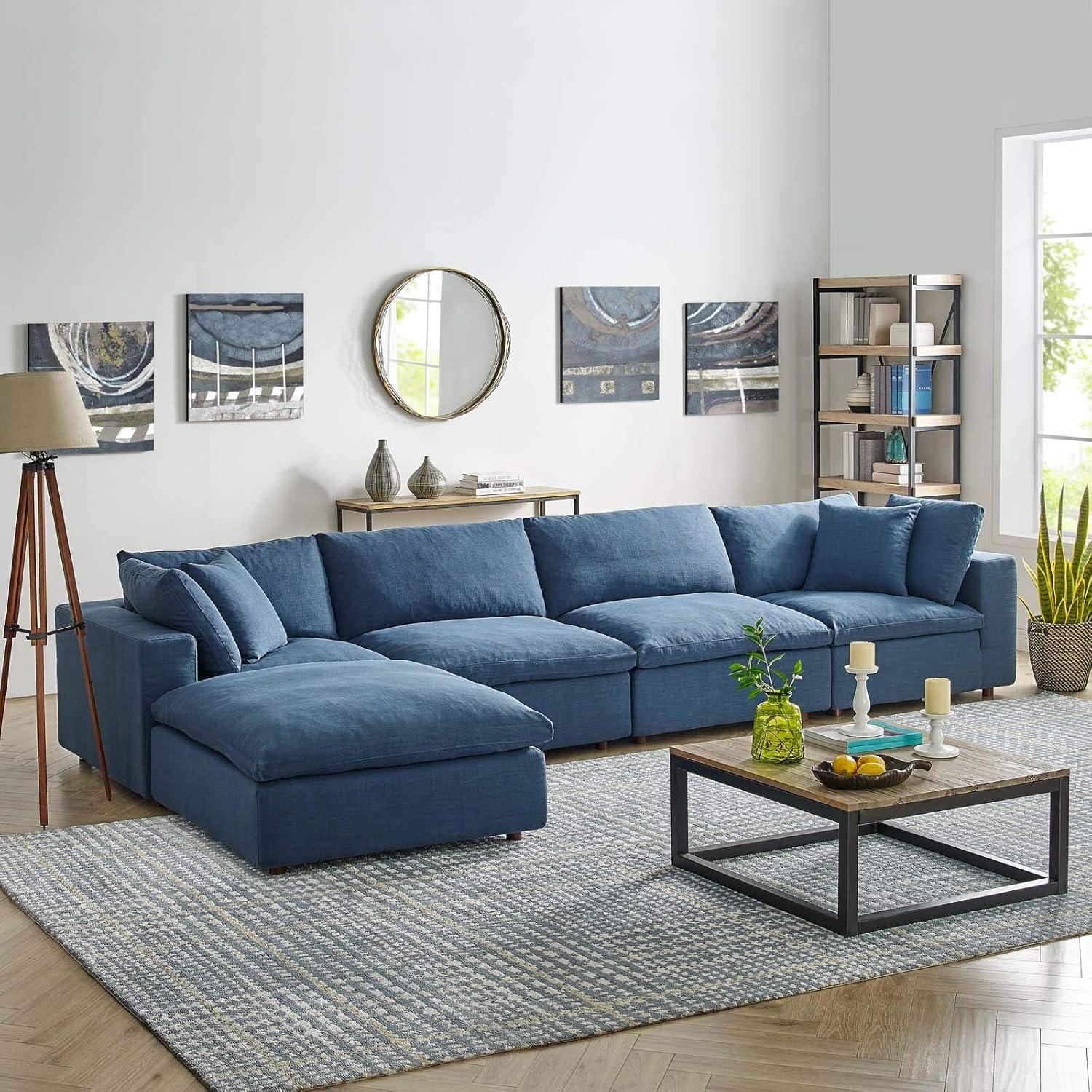 Modway Copper Grove Hrazdan Fabric/Wood Down-filled Over-stuffed 5-piece Sectional Sofa Set
