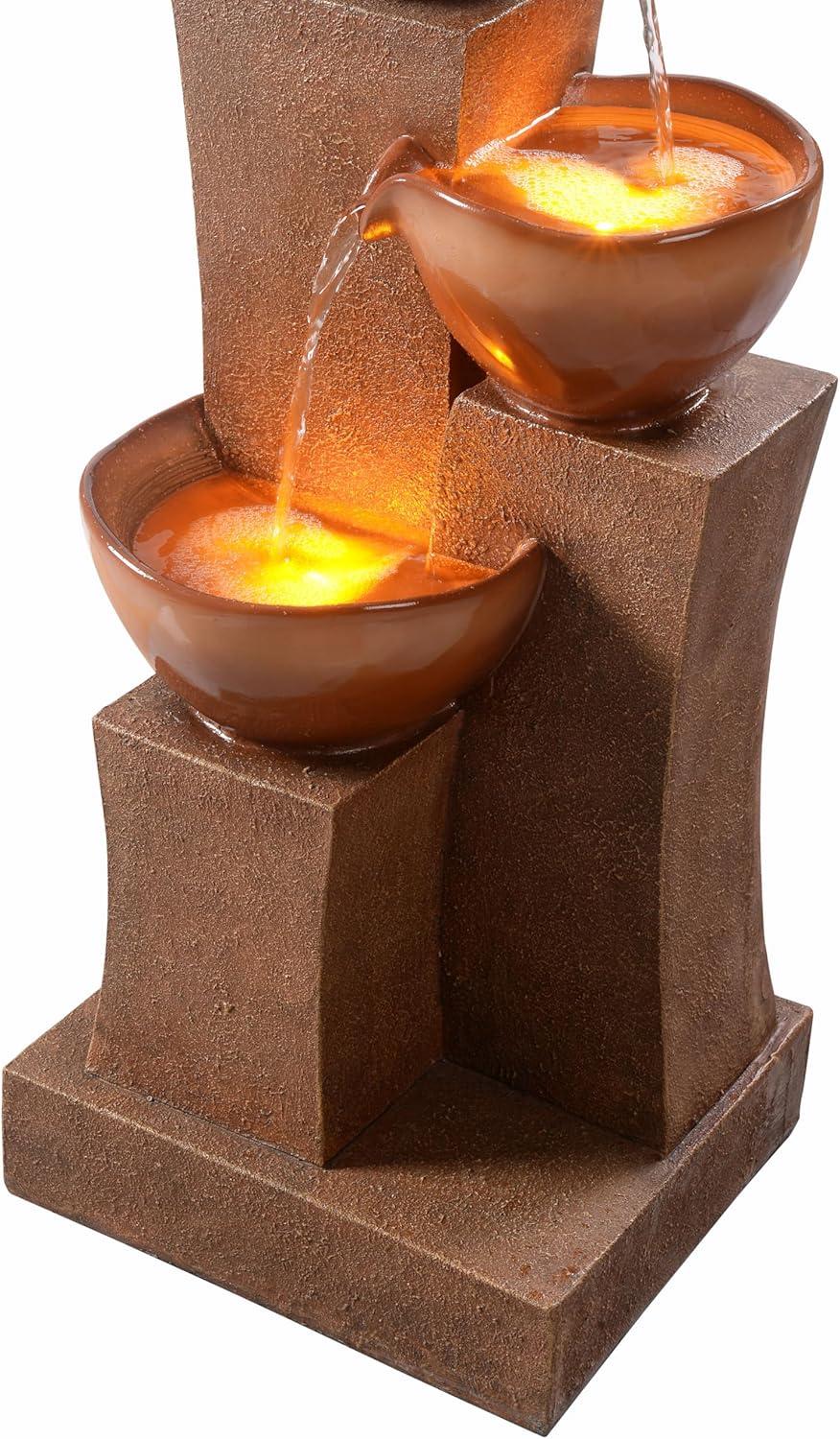 Teamson Home 28.54" Water Fountain with LED Lights, Brown