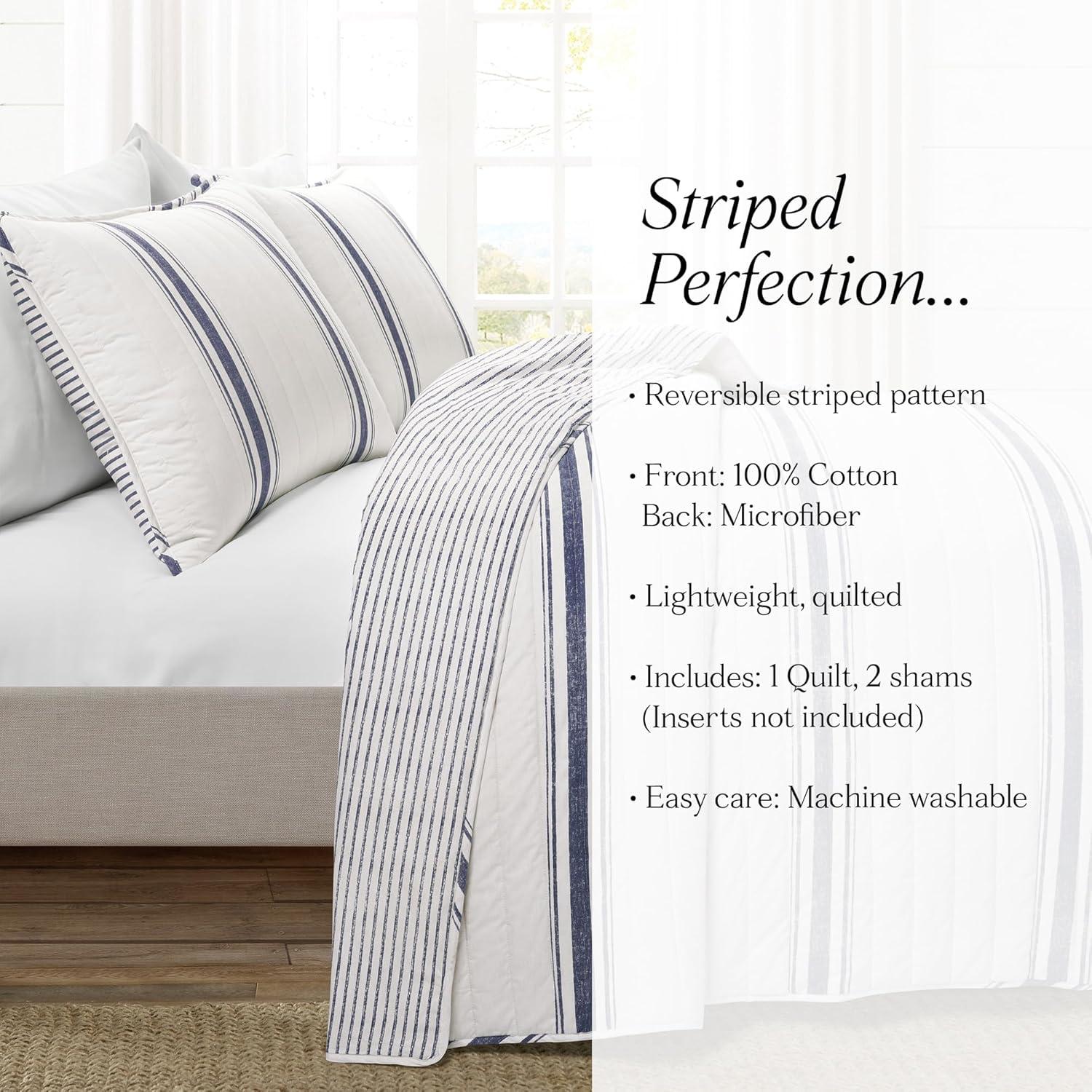 Birch Lane™ Gilroy Farmhouse / Country Cotton Striped Quilt Set