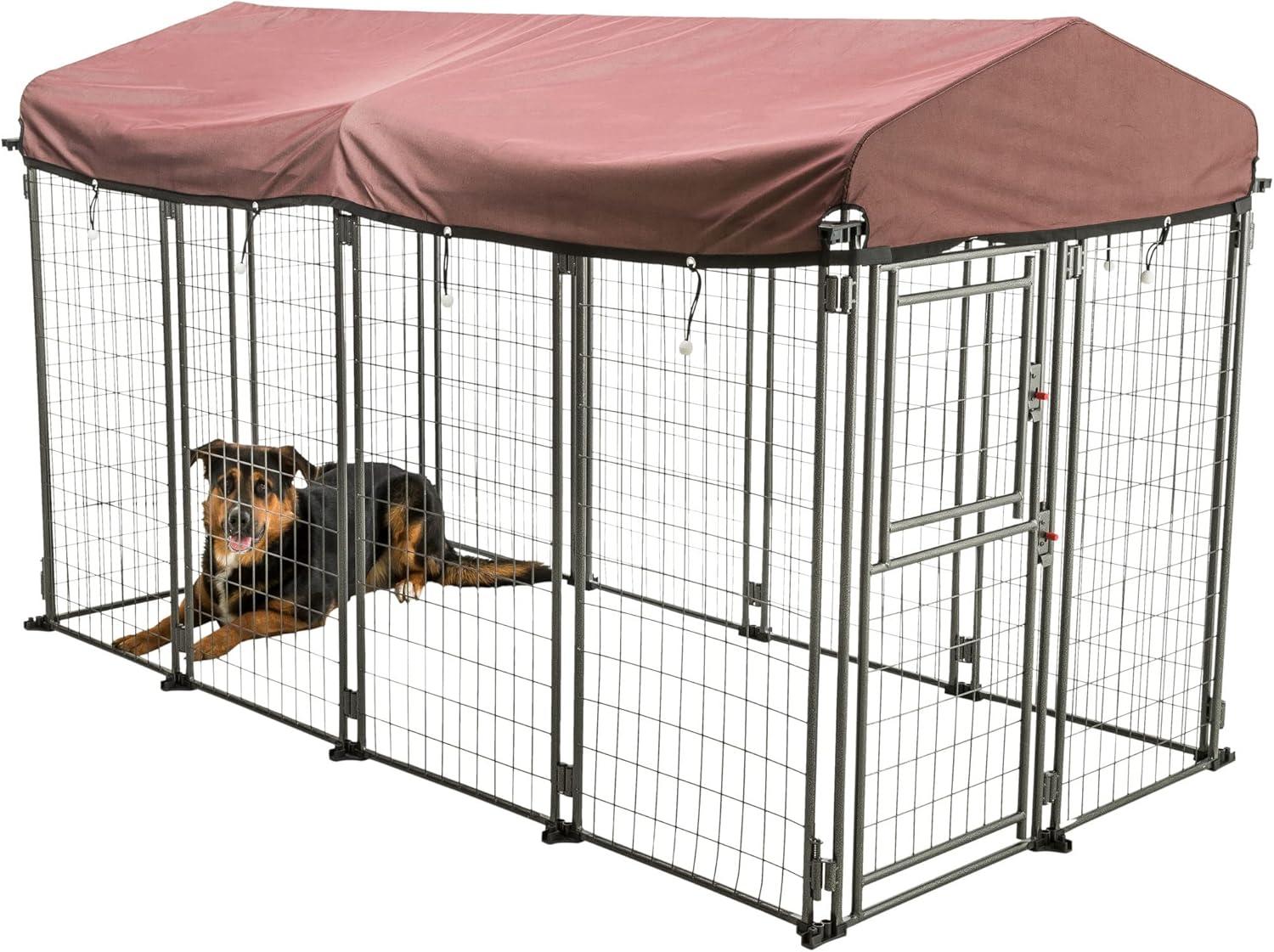 TRIXIE Deluxe XXL Expandable Metal Dog Kennel with Cover, 8x4' Wide