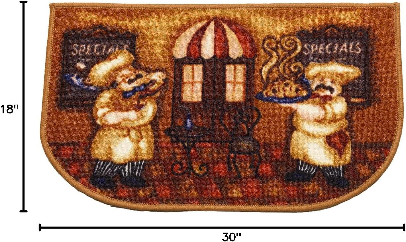 Kashi Home Kitchen Rug, Area Rug, Mat, Beautiful Print Non-Skid Latex Back Bending Wine 2pc Set (18X30 Rectangle & 20X40)