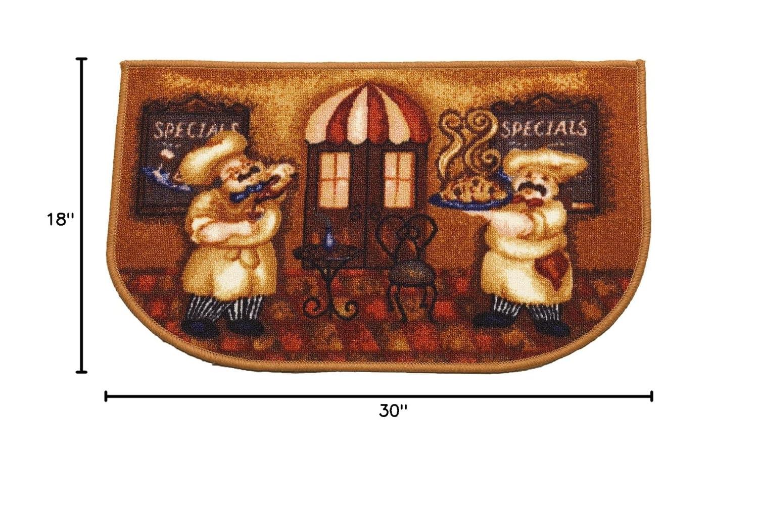 Kashi Home Kitchen Rug, Area Rug, Mat, Beautiful Print Non-Skid Latex Back Bending Wine 2pc Set (18X30 Rectangle & 20X40)