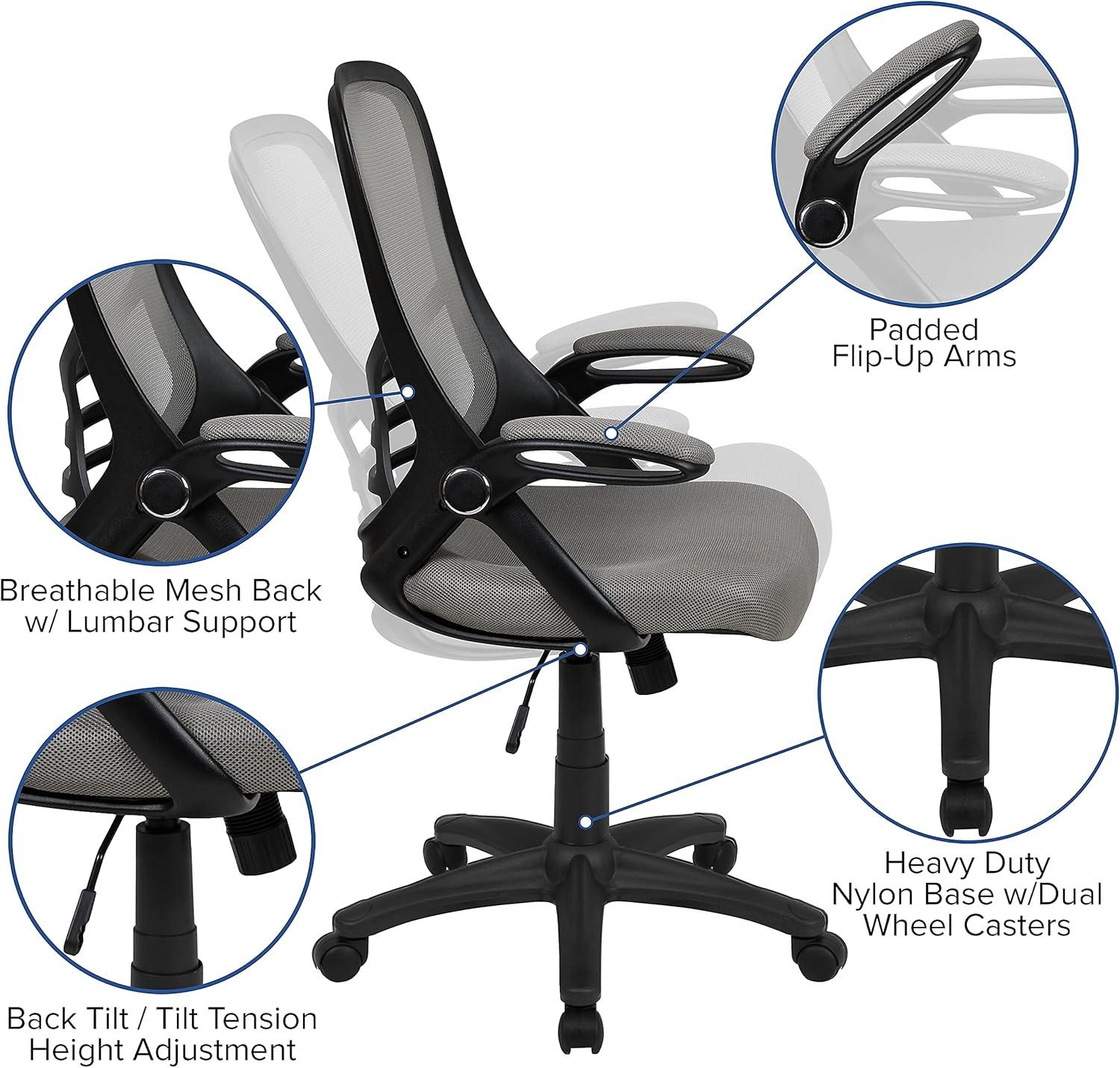 Flash Furniture High Back Mesh Ergonomic Swivel Office Chair with Flip-up Arms