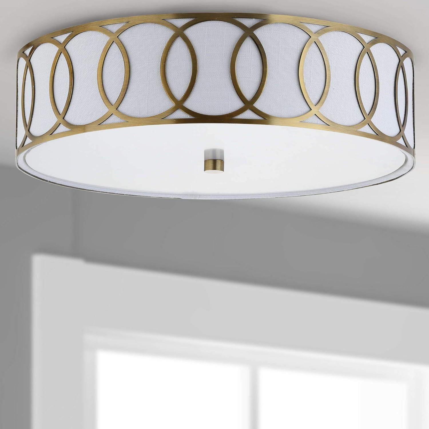 Aubrey 3-Light 15.5" Metal LED Flush Mount, Brass