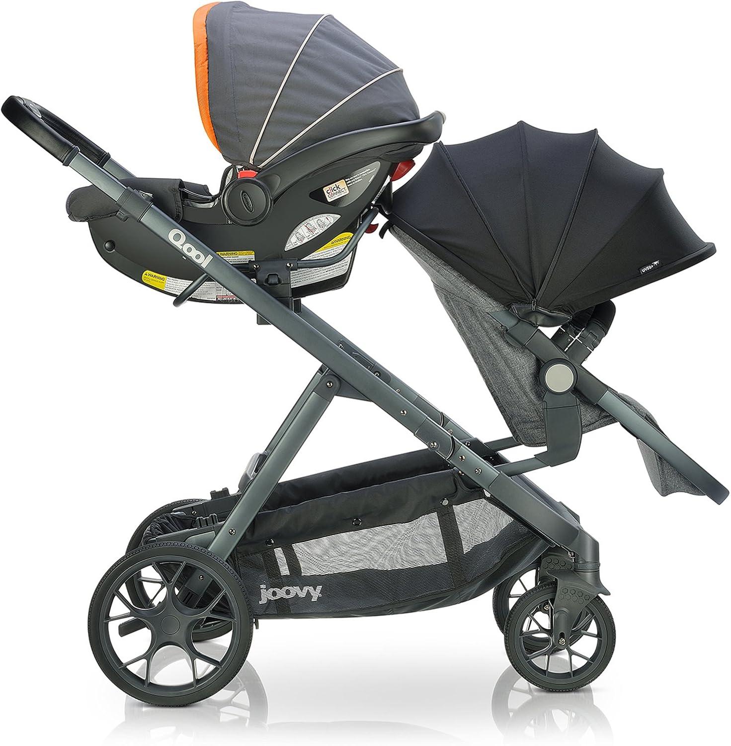 Joovy Qool Convertible Modular Single Double Triple Stroller - Gray