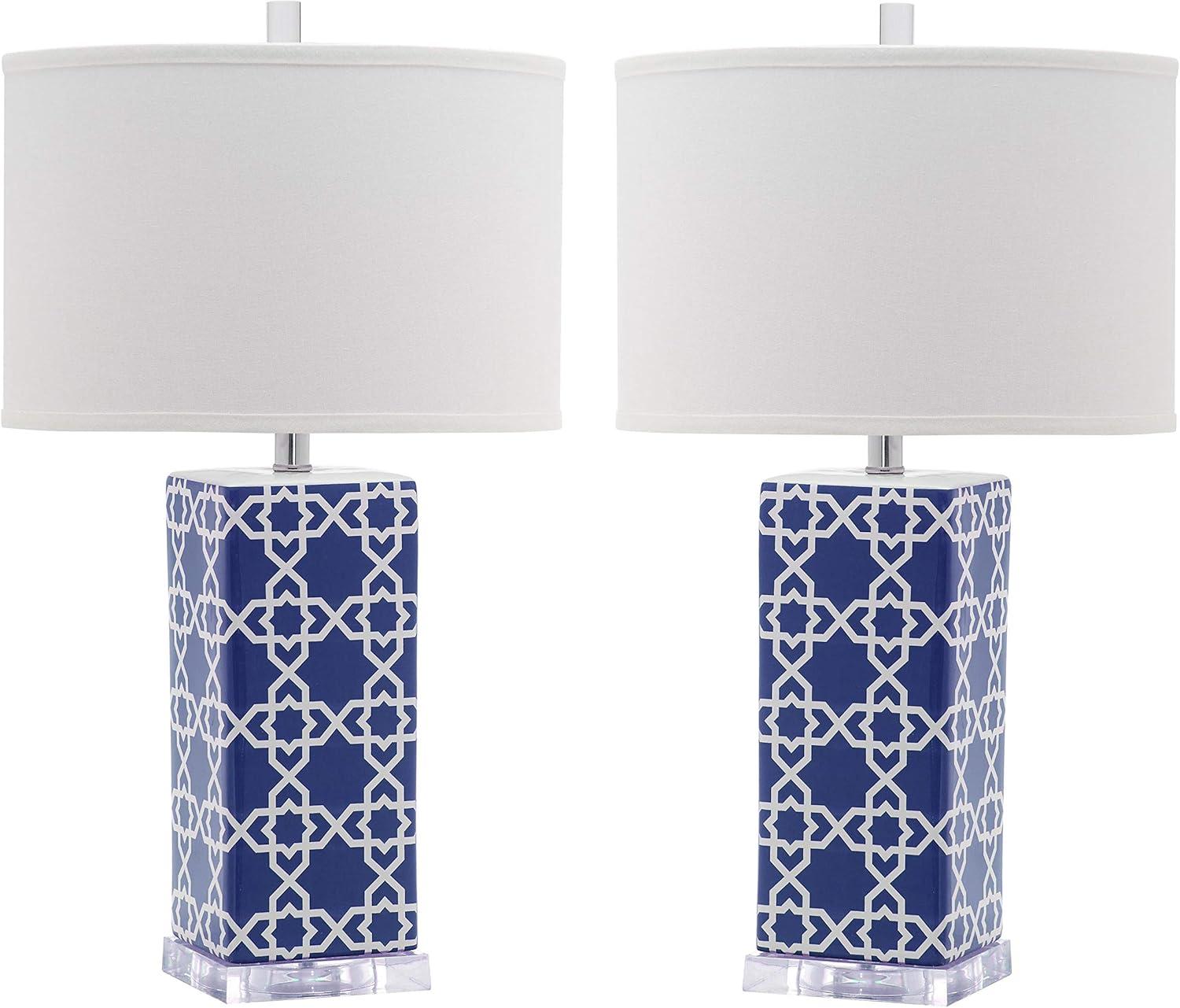 Quatrefoil Table Lamp (Set of 2) - Navy - Safavieh.