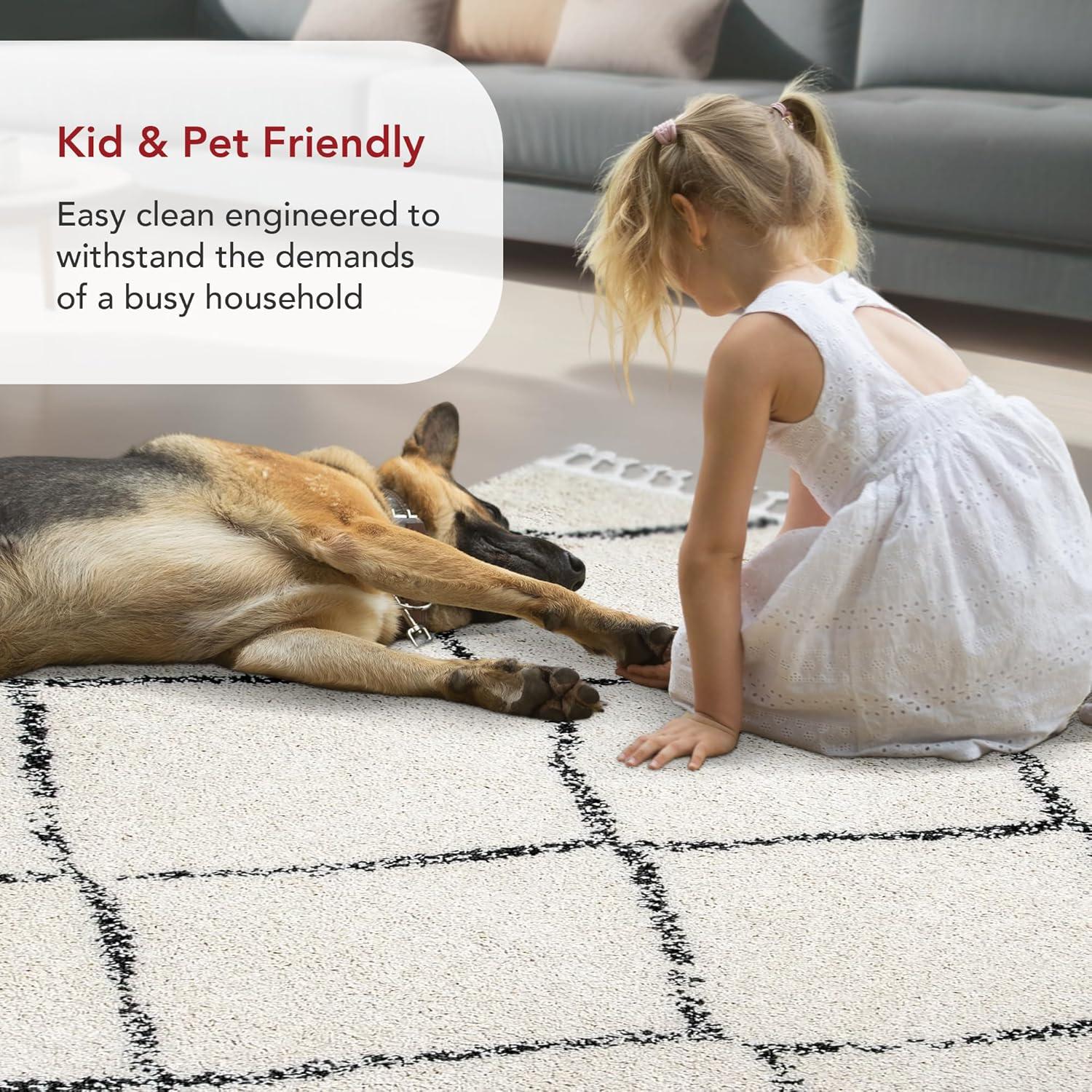 Nuloom Jessie Trellis 5x8 Indoor Area Rug for Living Room Bedroom Dining Room, Off White/Charcoal