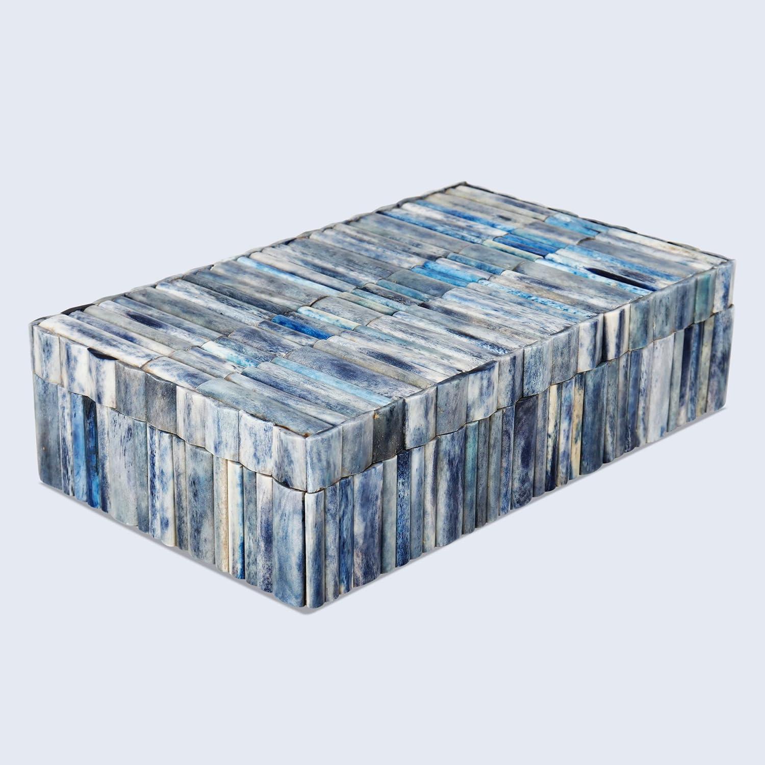 Handicrafts Home Decorative Box - Handmade Jewelry Organizer Box with Lid - Keepsake Box for Home Decor, Jewelry, Accessories, Collectibles - Modern Wooden Storage Box - Ocean, 8X6X1.5 inch