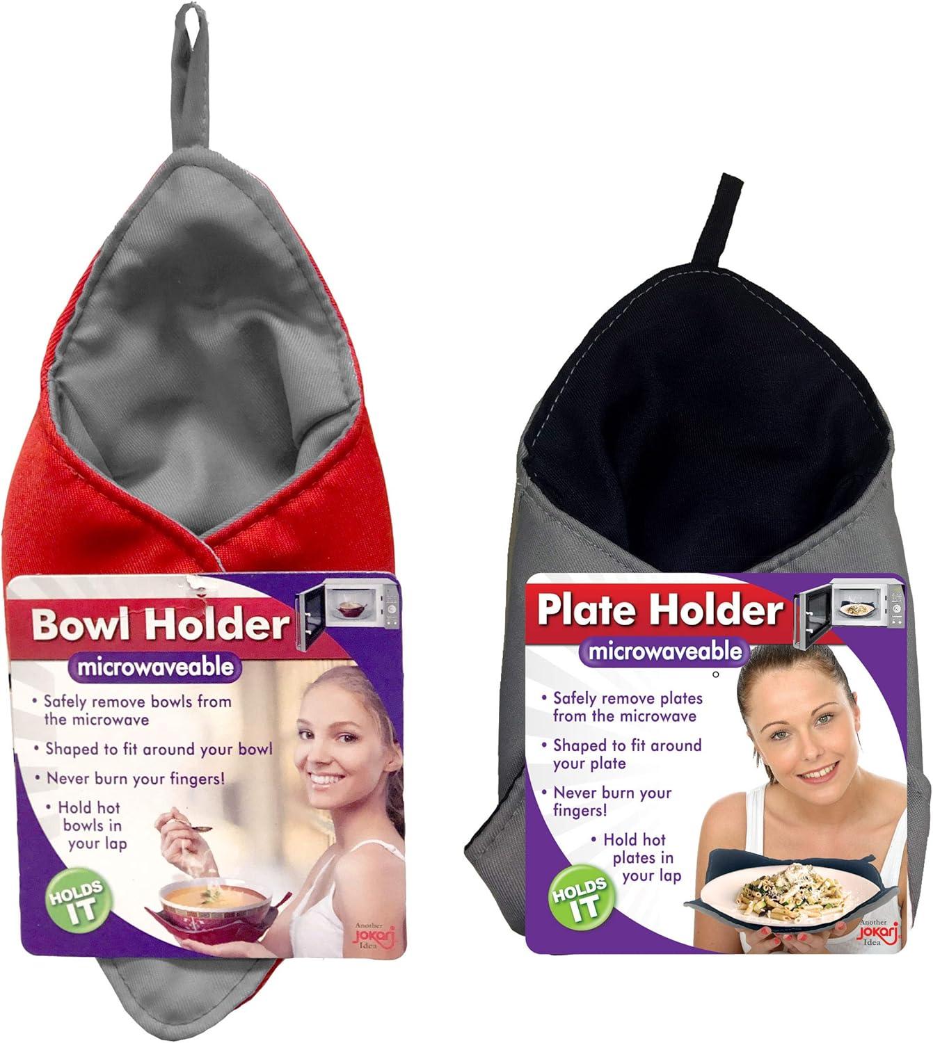 Jokari Microwavable Heat Resistant Plate and Bowl Holder Bundle Pack Cozies for Hot Food