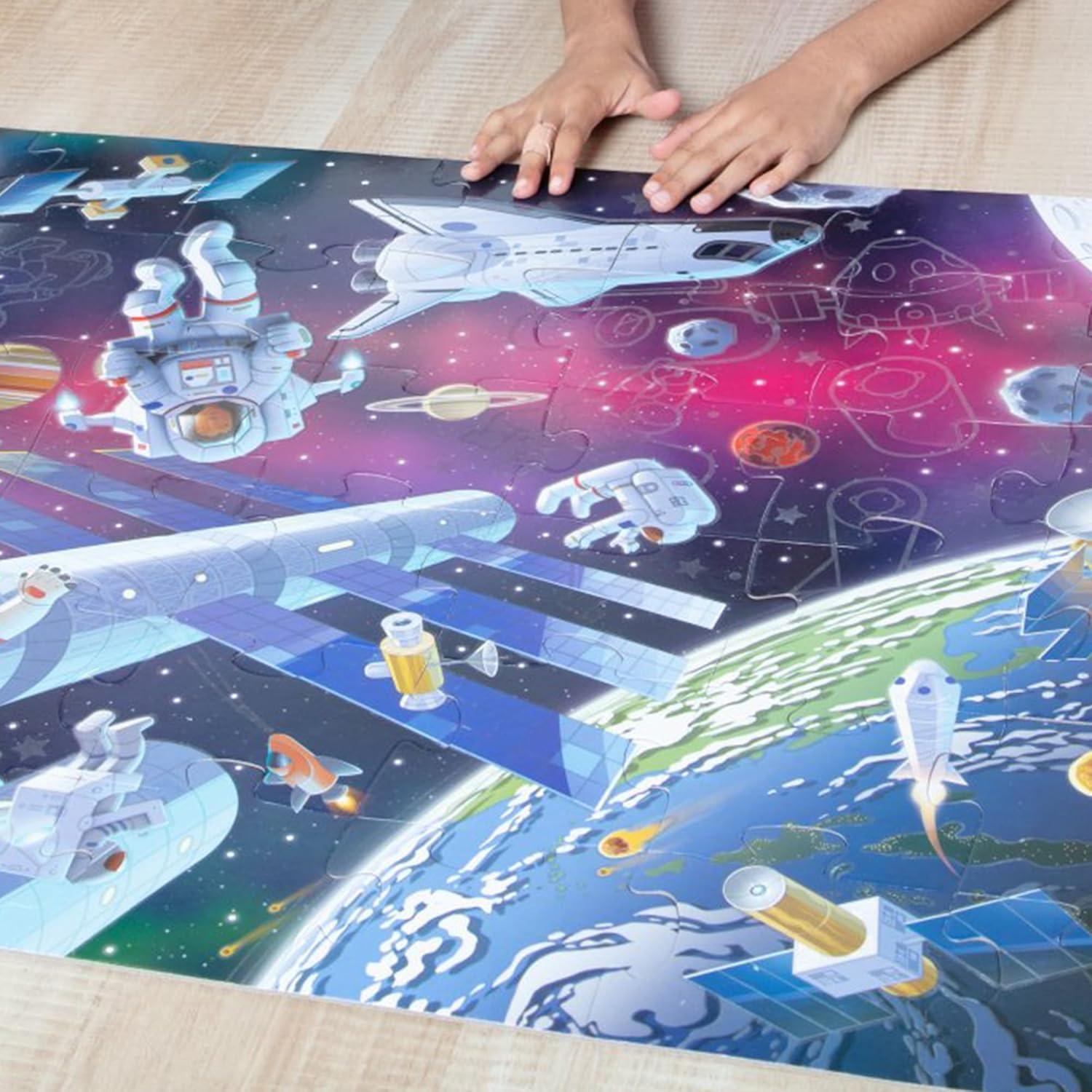 Melissa & Doug Outer Space Glow-in-the-Dark Cardboard Jigsaw Floor Puzzle – 48pc