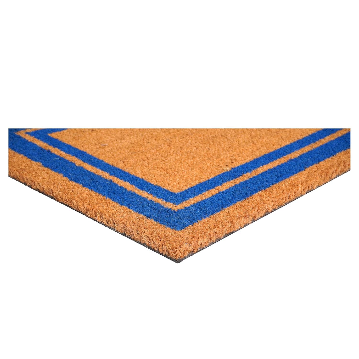 Callowaymills 2-ft x 3-ft Natural/Blue Coir/Vinyl Rectangular Indoor or outdoor Decorative Door mat